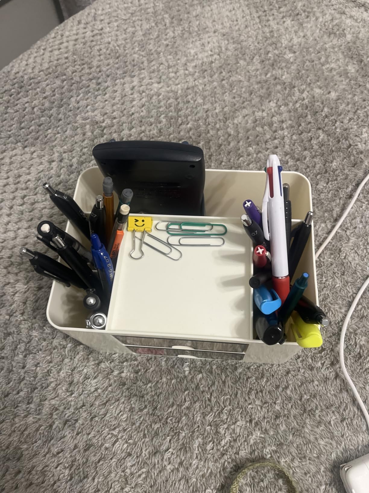 Marbrasse Pen Organizer with 2 Drawer, Multi-Functional Pencil Holder for Desk, Desk Organizers and Accessories with 5 Compartments + Drawer for Office Art Supplies (White) customer photo 2