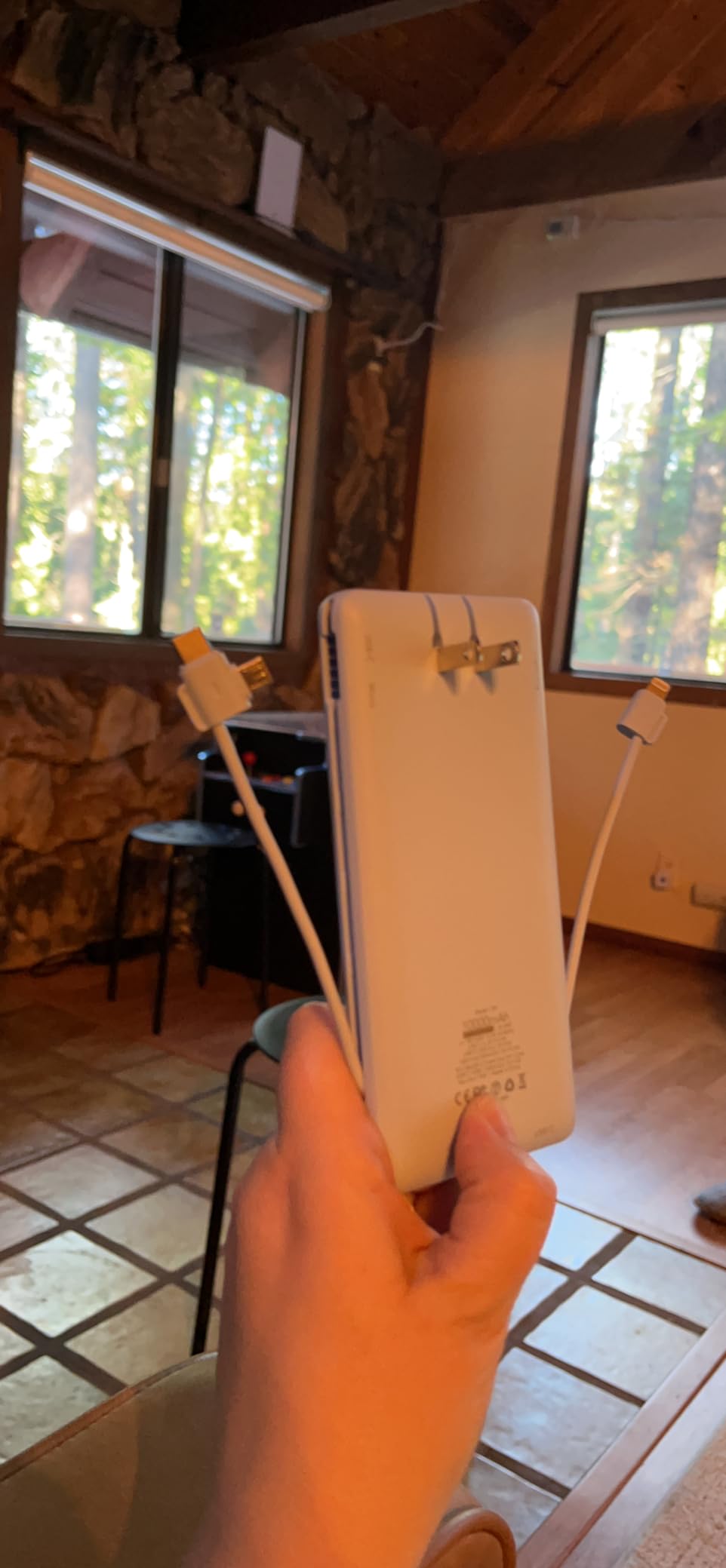 VRURC Portable Charger Built-in Cables and AC Wall Plug, USB C Power Bank 10000mAh, Travel Essentials Phone Charger Compact Lightweight External Battery Pack for Smart Phones, Tablets etc-Blue - Customer Photo 2