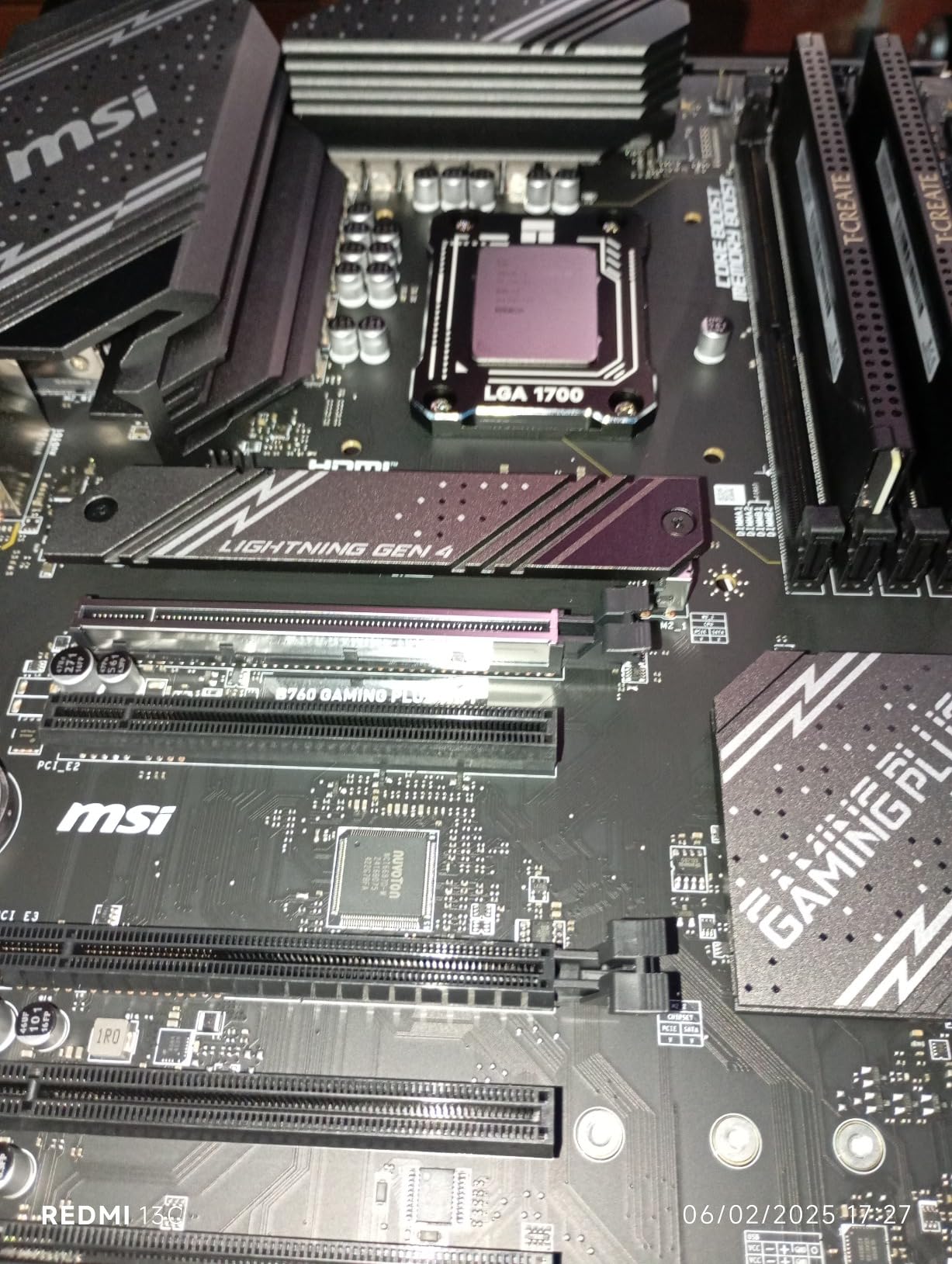 MSI B760 Gaming Plus WiFi Gaming Motherboard (Supports 12th/13th/14th Gen Intel Processors, LGA 1700, DDR5, PCIe 4.0, M.2, 2.5Gbps LAN, USB 3.2 Gen2, HDMI/DP, Wi-Fi 6E, Bluetooth 5.3, ATX) - Customer Photo 2