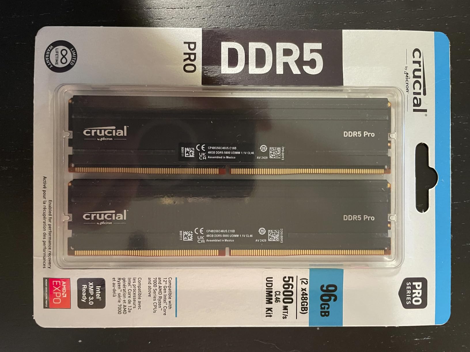 Crucial Pro 32GB DDR5 RAM Kit (2x16GB), 5600MHz (or 5200MHz or 4800MHz) Desktop Memory UDIMM 288-pin, Compatible with 13th Gen Intel Core and AMD Ryzen 7000 - CP2K16G56C46U5 - Customer Photo 1