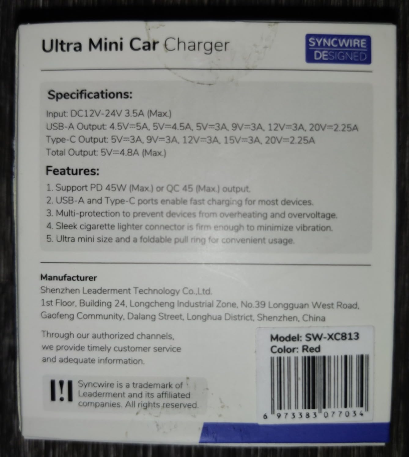 USB C Car Charger Syncwire 90W [PD 45W & QC 45W] USB Car Charger Adapter Fast Charging [Super Mini & All Metal] Compatible with iPhone 15/14 Pro Max Plus 13 12 Samsung S23/S22/S21, Pixel, iPad, Red - Customer Photo 5