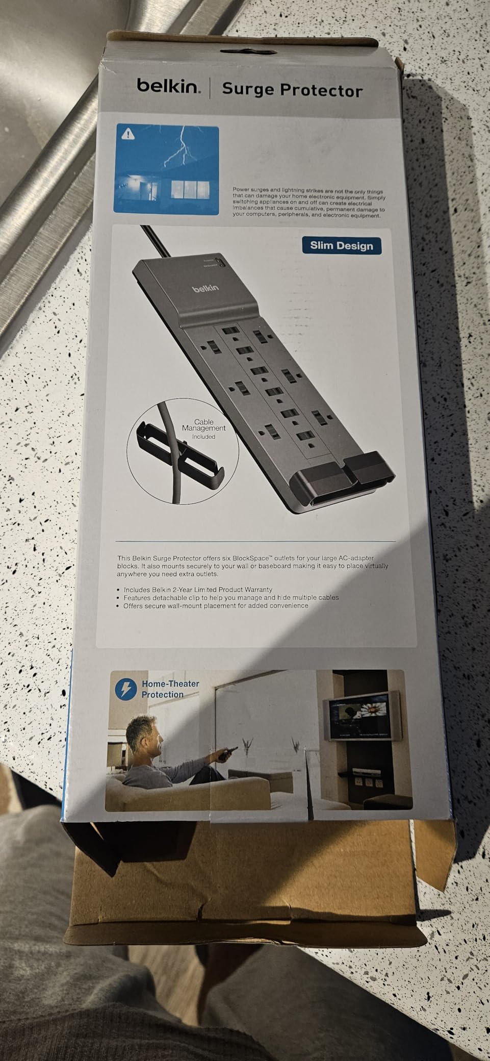 Belkin 12-Outlet Surge Protector Power Strip w/ 12 AC Outlets & 8ft Flat Plug, UL-listed Heavy-Duty Extension Cord for Home, Office, Travel, Computer, Laptop, Charger - 3,940 Joules of Protection - Customer Photo 4