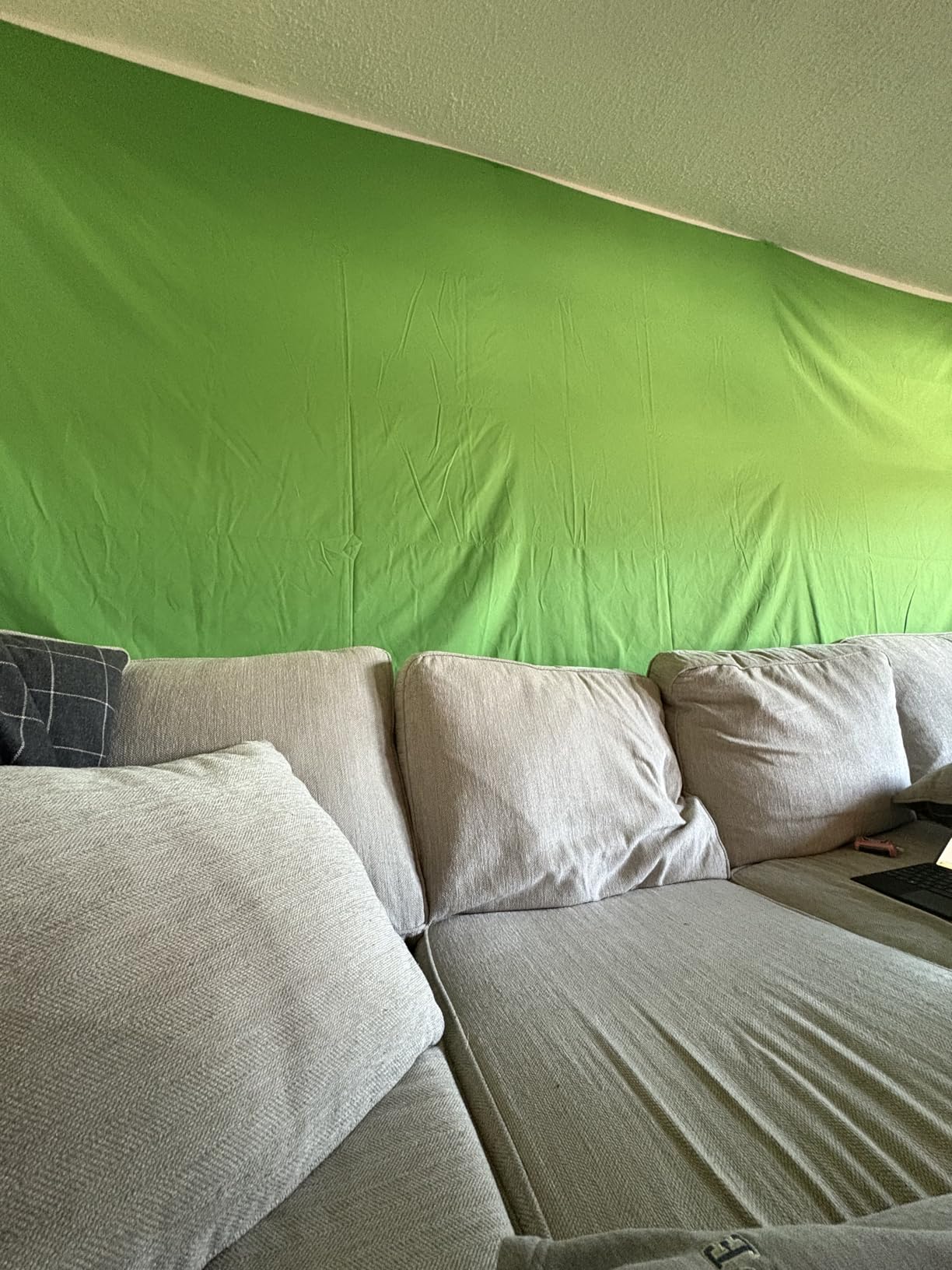 10X12ft Green Screen Backdrop for Photography, LCUIRC Chromakey Polyester Collapsible Greenscreen Background for Streaming, Photography, Zoom Meeting, Video Editing, Podcasting - Customer Photo 1