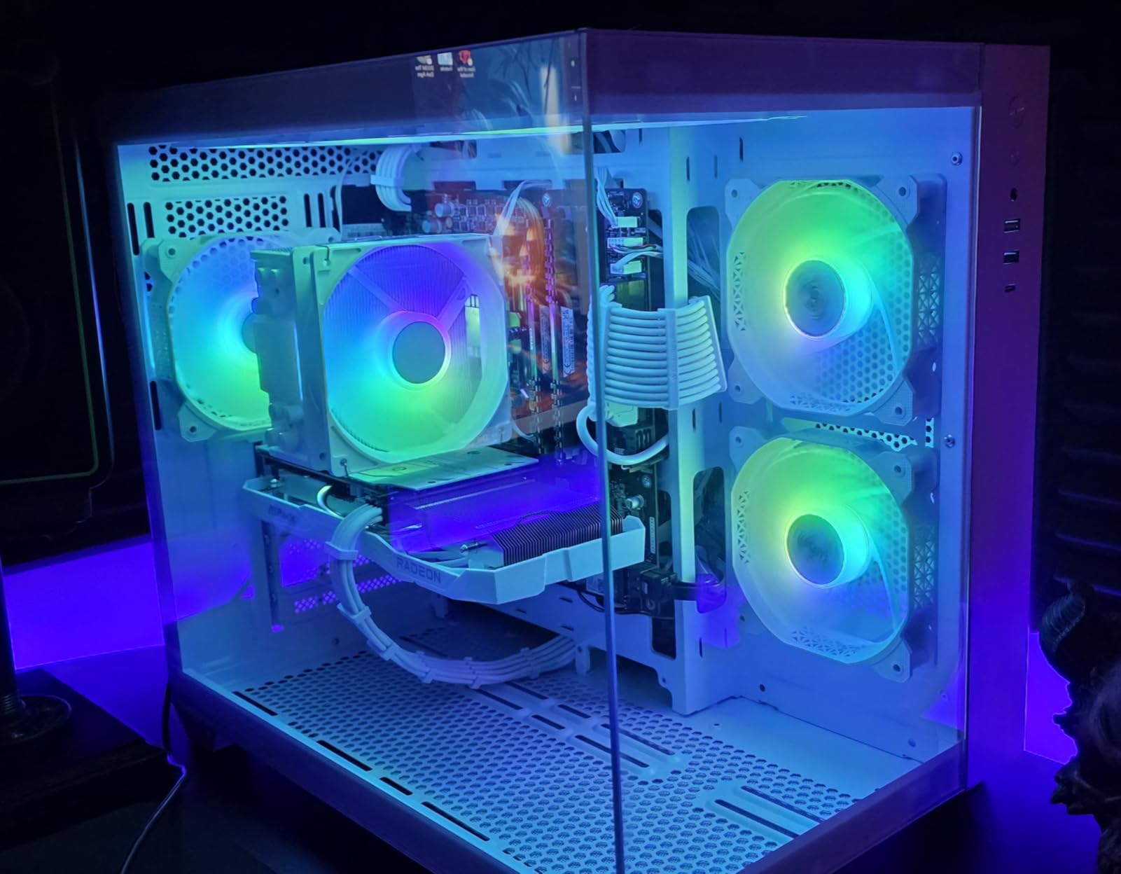 MUSETEX ATX PC Case, 6 PWM ARGB Fans Pre-Installed, 360MM RAD Support, Type-C Gaming PC Case, 270° Full View Tempered Glass Mid Tower, Pure White ATX Computer Case,Y6 - Customer Photo 1