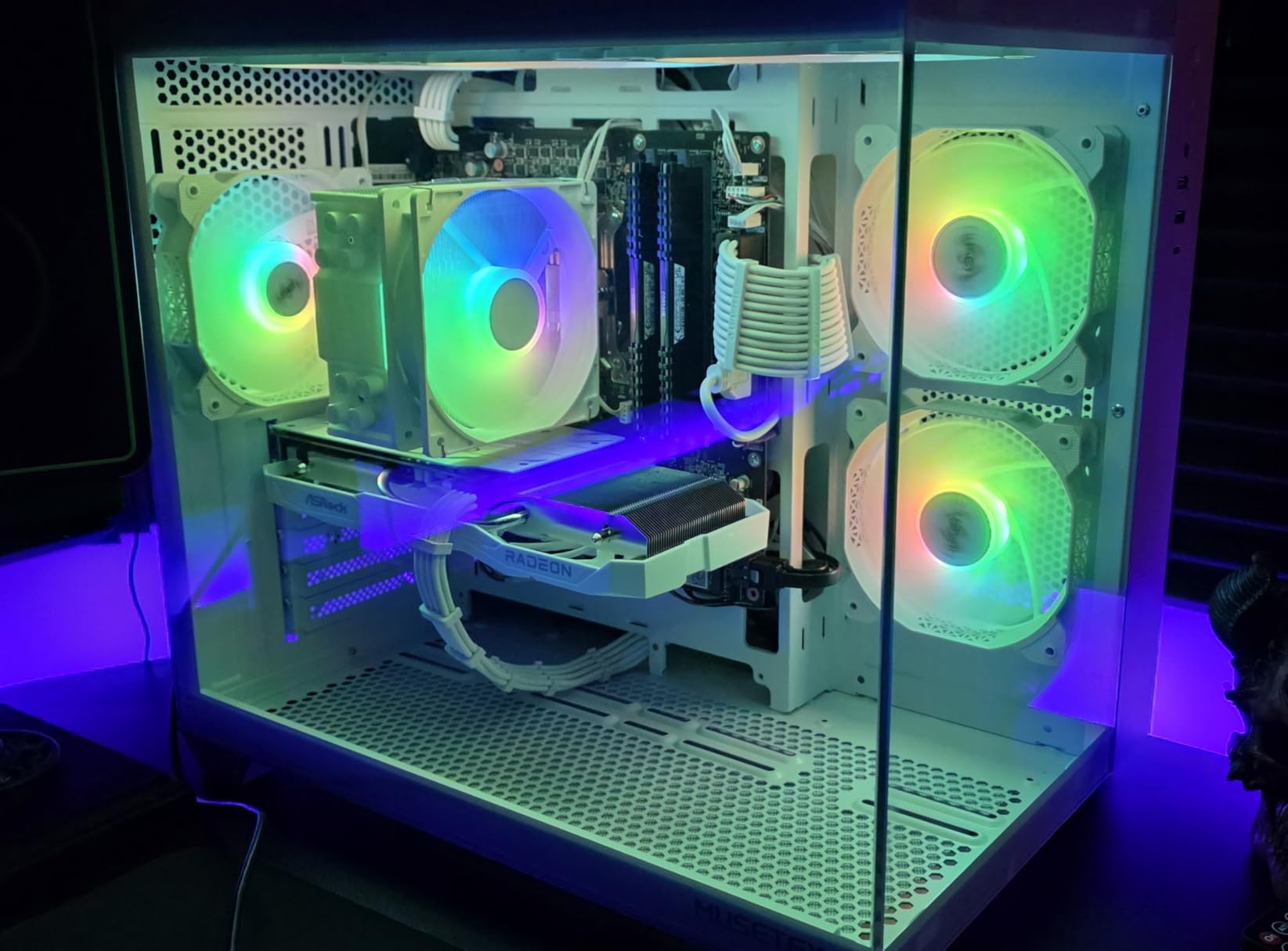 MUSETEX ATX PC Case, 6 PWM ARGB Fans Pre-Installed, 360MM RAD Support, Type-C Gaming PC Case, 270° Full View Tempered Glass Mid Tower, Pure White ATX Computer Case,Y6 - Customer Photo 2