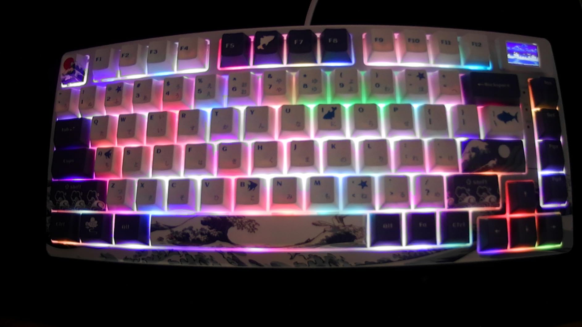 Womier S-K80 75% Keyboard with Color Multimedia Display Mechanical Gaming Keyboard, Wired Hot Swappable Gasket Mount RGB Custom Key Board, Pre-lubed Stabilizer for Mac/Win, Black Kanagawa - Customer Photo 1