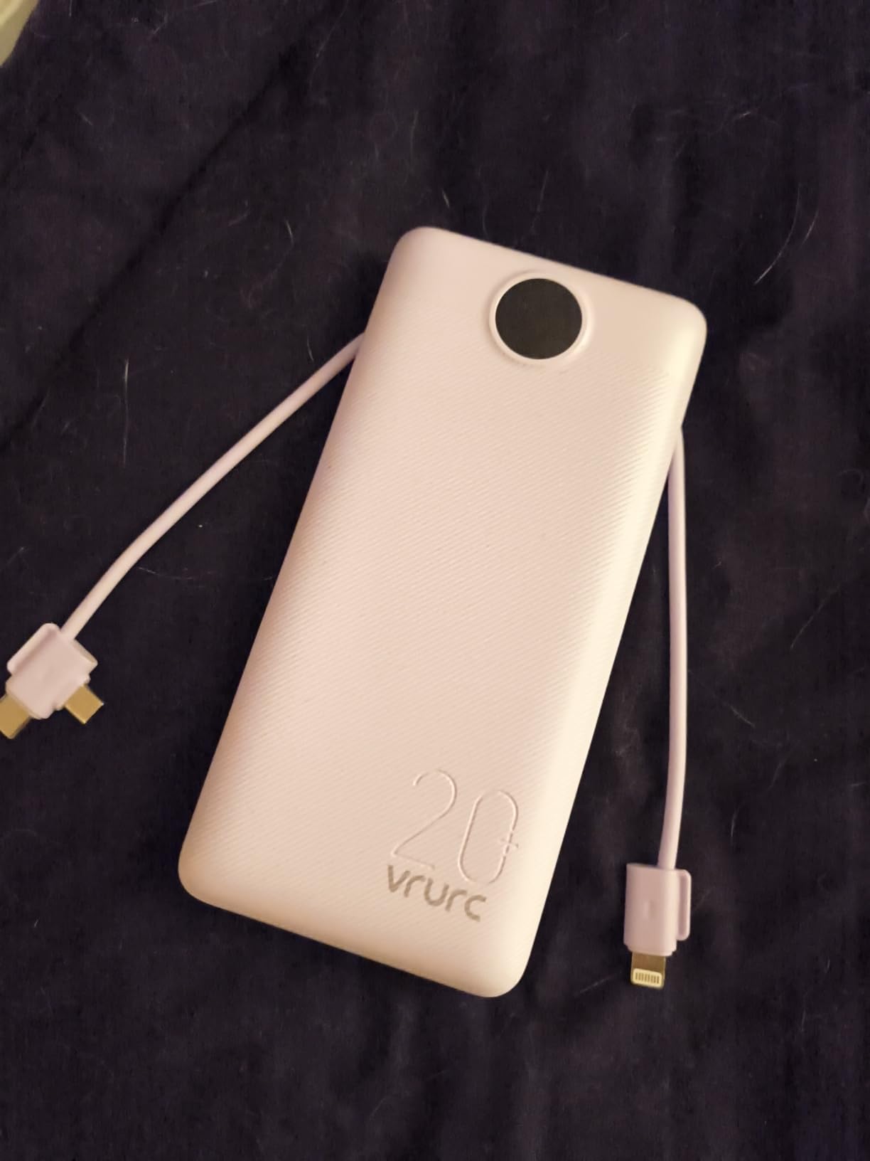 VRURC Portable Charger 20000mAh, Fast Charging Power Bank USB C,4 Output 2 Input Travel Essentials Charging Bank Equipped with LED Display,Built-in Wall Plug and Cables,Phone Charger Battery,Black - Customer Photo 1