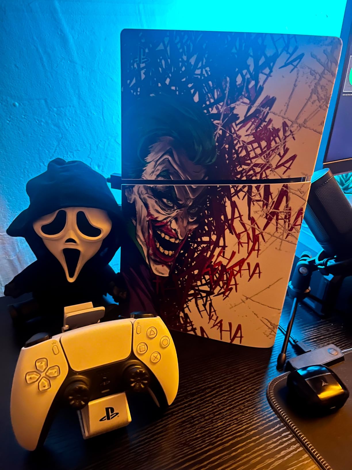 PlayVital Full Set Skin Sticker for ps5 Slim Console Digital Edition (The New Smaller Design), Vinyl Skin Decal Cover for ps5 Controller & Headset & Charging Station & Media Remote - Clown Hahaha - Customer Photo 1