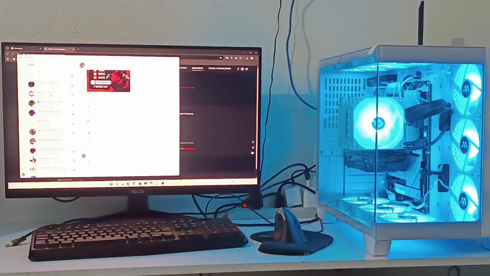 ANSAITE PC CASE ATX 9 PWM ARGB Fans Pre-Installed, Mid-Tower Gaming PC Case, Panoramic Tempered Glass White Computer Case with Type-C,360mm Radiator Support,W9 - Customer Photo 1