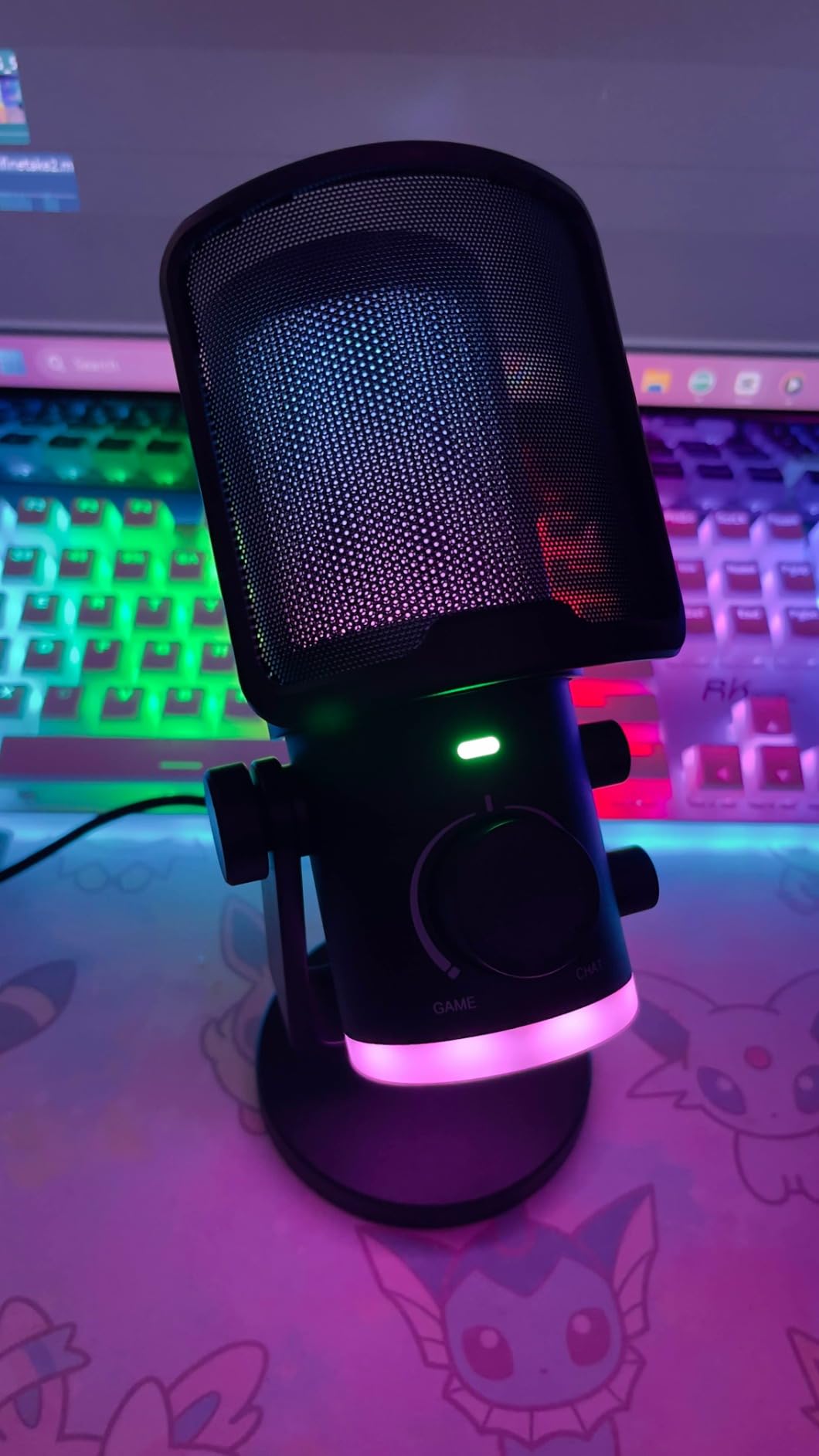 FIFINE Gaming PC Microphone, USB Streaming Microphone with Game Chat Balance, Computer Condenser Desktop RGB Mic with Mute Button, Noise Cancellation for Podcast/Twitch/Discord-AMPLIGAME AM6 - Customer Photo 1