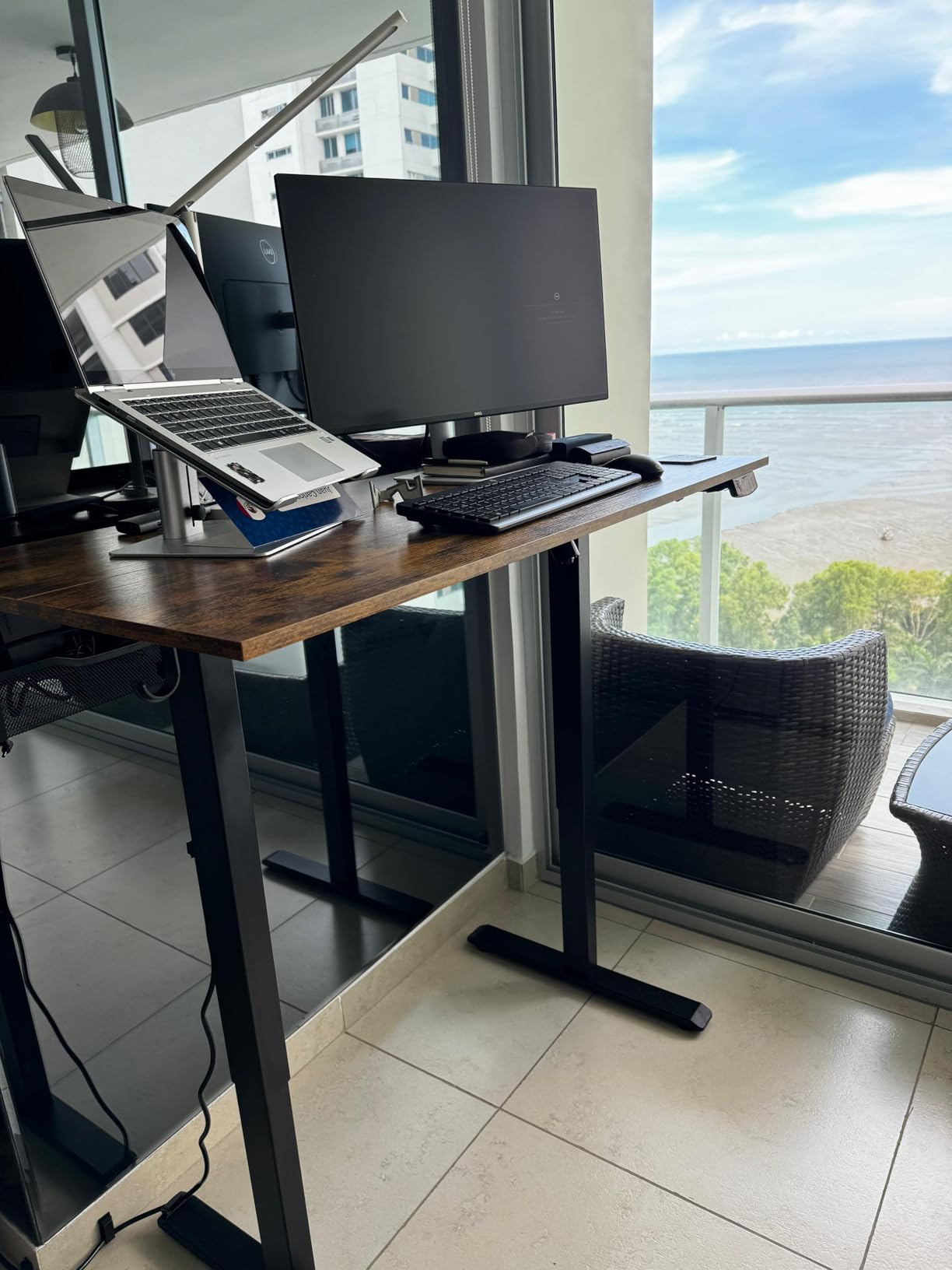 Agilestic Electric Standing Desk, 48 x 24 Inches Height Adjustable Desk, Sit Stand up for Work Office Home, Ergonomic Rising Computer Table with Memory Preset, Rustic Brown - Customer Photo 2