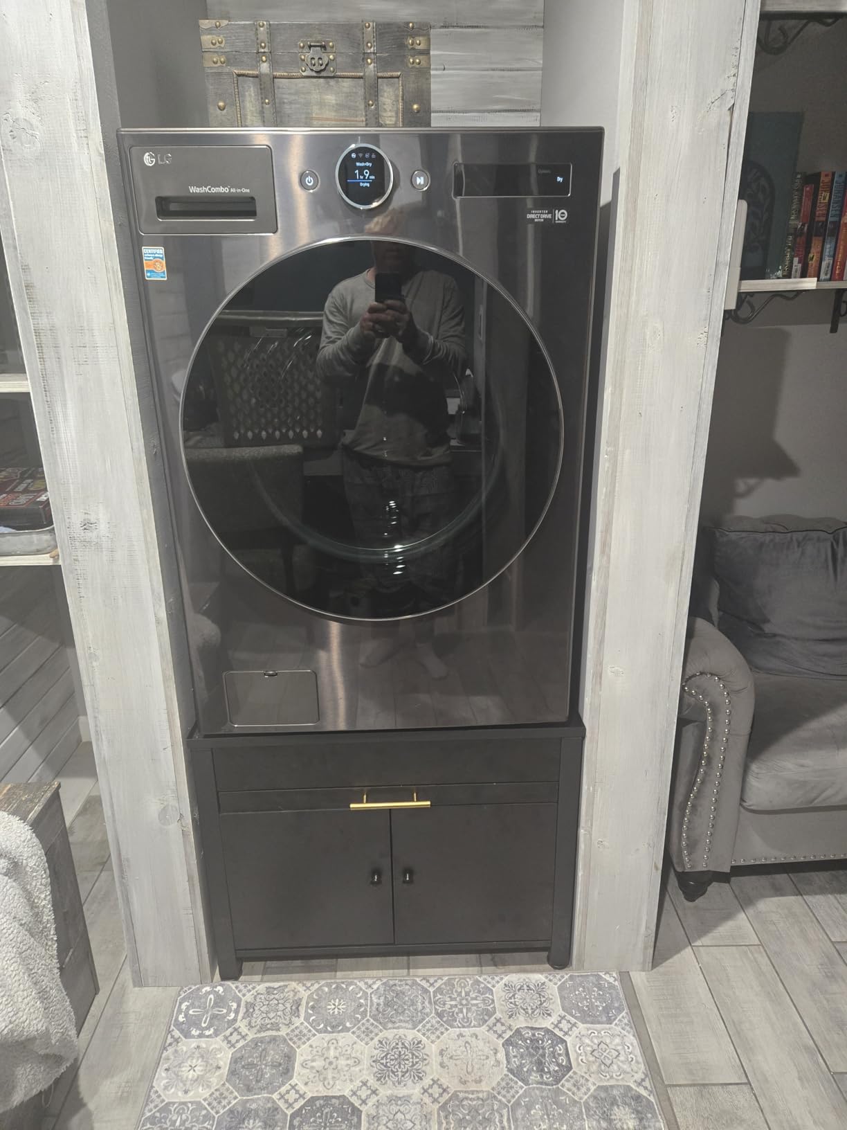 5.0 cu. ft. Mega Capacity Smart Front Load Electric All-in-One Washer Dryer Combo with TurboWash360 WiFi in Black Steel - Customer Photo 1