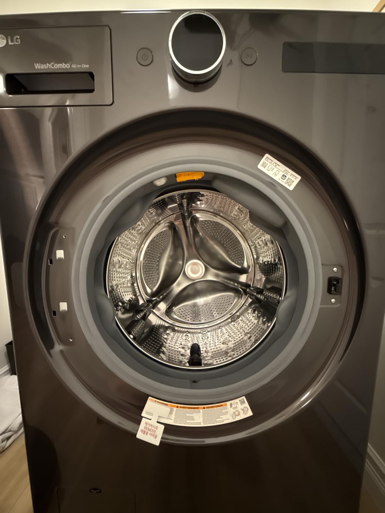 5.0 cu. ft. Mega Capacity Smart Front Load Electric All-in-One Washer Dryer Combo with TurboWash360 WiFi in Black Steel - Customer Photo 2
