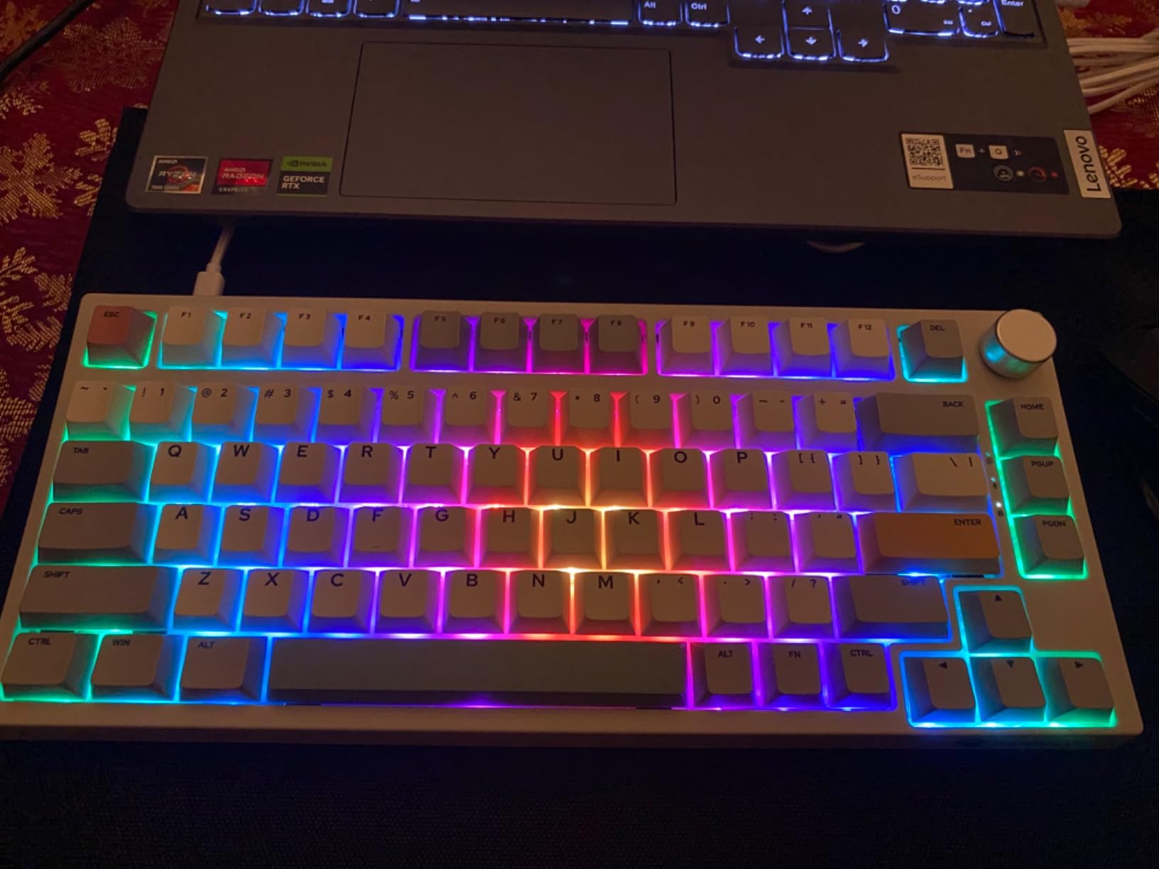 GK GAMAKAY TK75 SE 75% Mechanical Keyboard with Knob Control, Hot Swap RGB Bluetooth 5.0/2.4GHz Wireless/USB-C Wired PBT Cherry Profile 81 Keys Keycaps Gaming Keyboard (Retro-Outemu Brown Switch) - Customer Photo 5