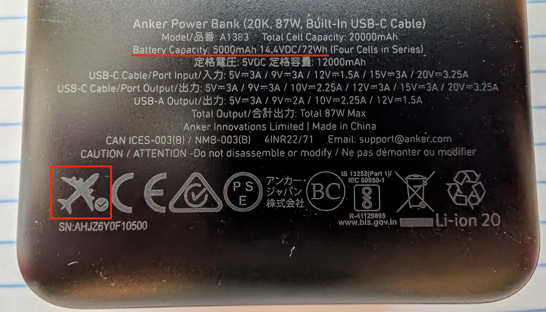 Anker Power Bank, 20,000mAh Travel Essential Portable Charger with Built-in USB-C Cable, 3-Port 87W Max Fast Charging Battery Pack, for MacBook, iPhone 16/15 Series, Samsung, Switch, and More - Customer Photo 5