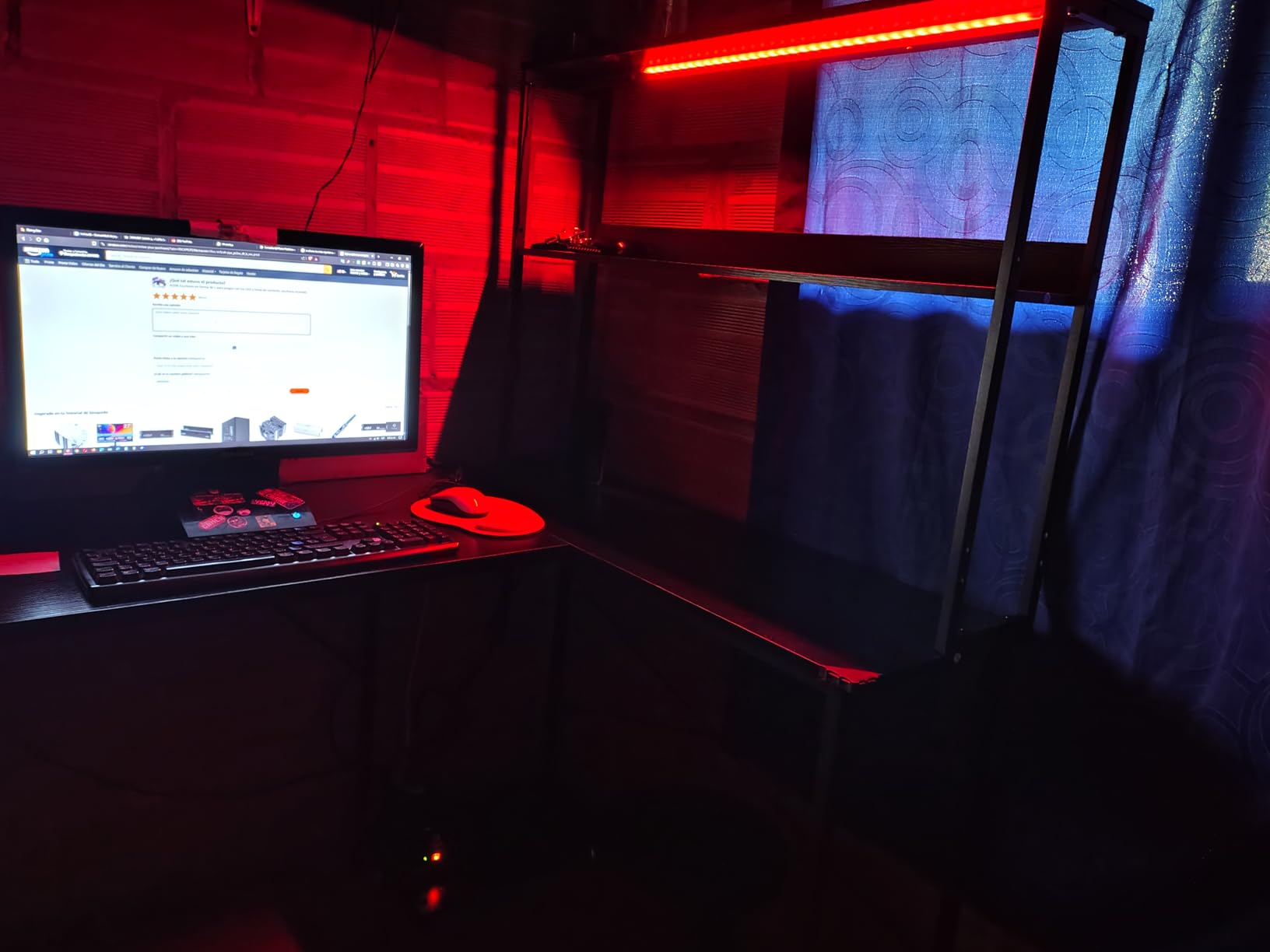 AODK L Shaped Desk Gaming Desk with LED Light & Power Outlet customer photo 1