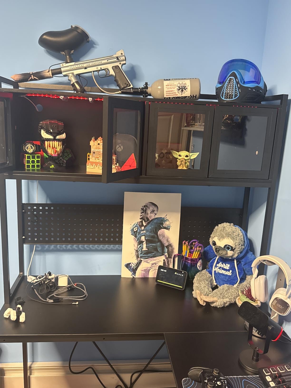 SEDETA L Shaped Gaming Desk with Drawers, L Shaped Computer Desk with Hutch and Storage Shelves, Gaming Desk with Pegboard, Led Lights, and Power Outlet, Home Office Desk, Corner Desk, Black Customer Review SEDETA L Shaped Gaming Desk with Drawers, L Shaped Computer Desk with Hutch and Storage Shelves, Gaming Desk with Pegboard, Led Lights, and Power Outlet, Home Office Desk, Corner Desk, Black - Customer Photo 1