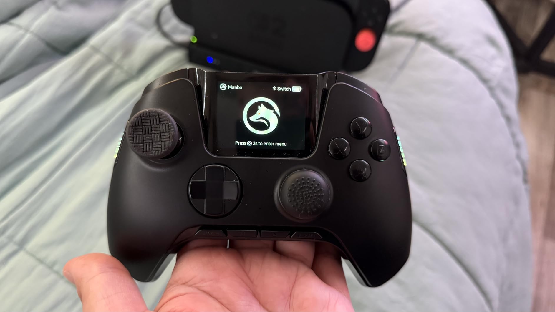 ManbaOne Interactive Screen Wireless Gaming Controller for PC/Switch/Switch 2/iOS/Android, Hall Effect Stick & Trigger, RGB Lighting, Remappable Buttons, 1800mAh with Charging Dock (Black) customer photo 2
