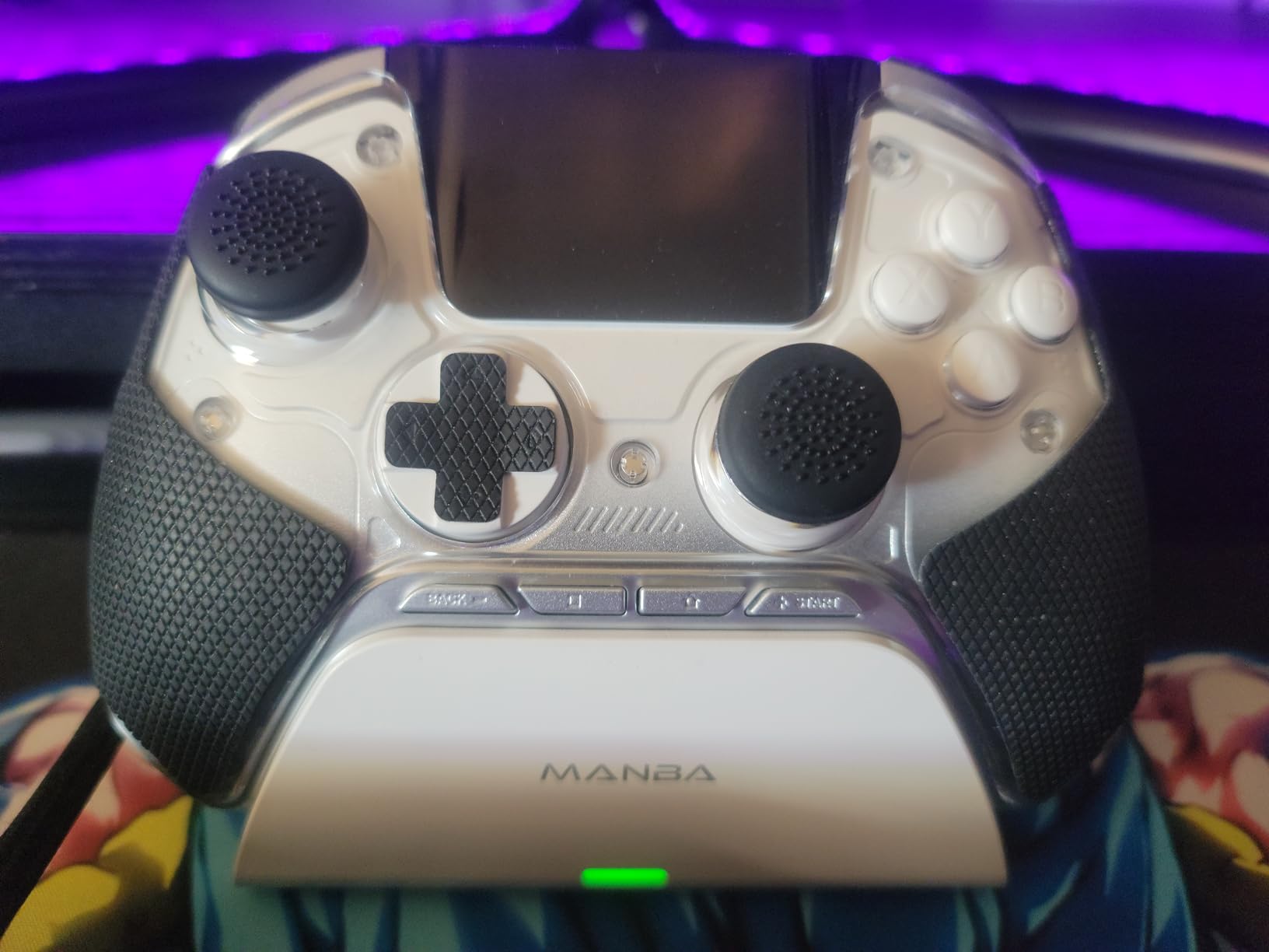 ManbaOne Interactive Screen Wireless Gaming Controller for PC/Switch/Switch 2/iOS/Android,Hall Effect Stick & Trigger,RGB Lighting,Remappable Buttons,1800mAh with Charging Dock (Black) - Customer Photo 5