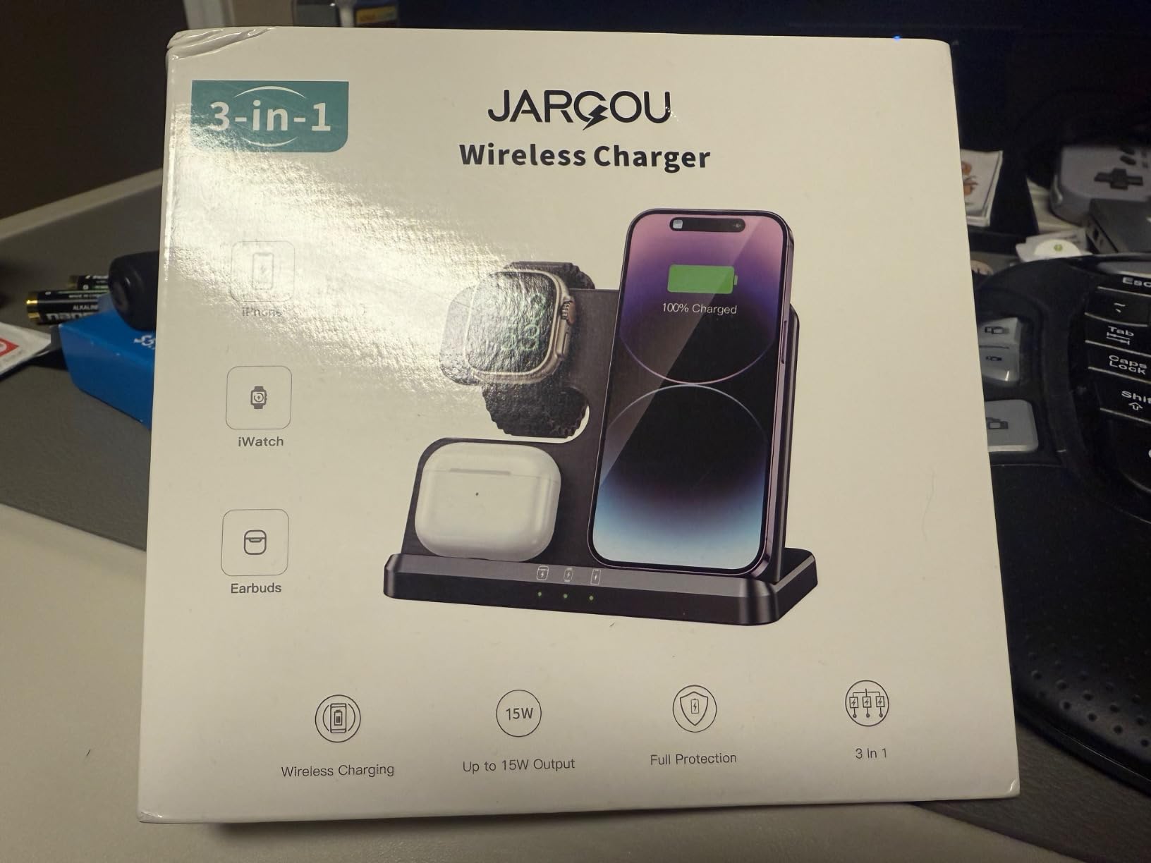 JARGOU 3 in 1 Charging Station for Apple Wireless Charger for iPhone 17 16e 16 15 14 13 12 11 X 8 & for iWatch Charger Wireless Charging Station for Multiple Devices for AirPods 2/3/4/Pro/Pro 2/Pro 3 - Customer Photo 2