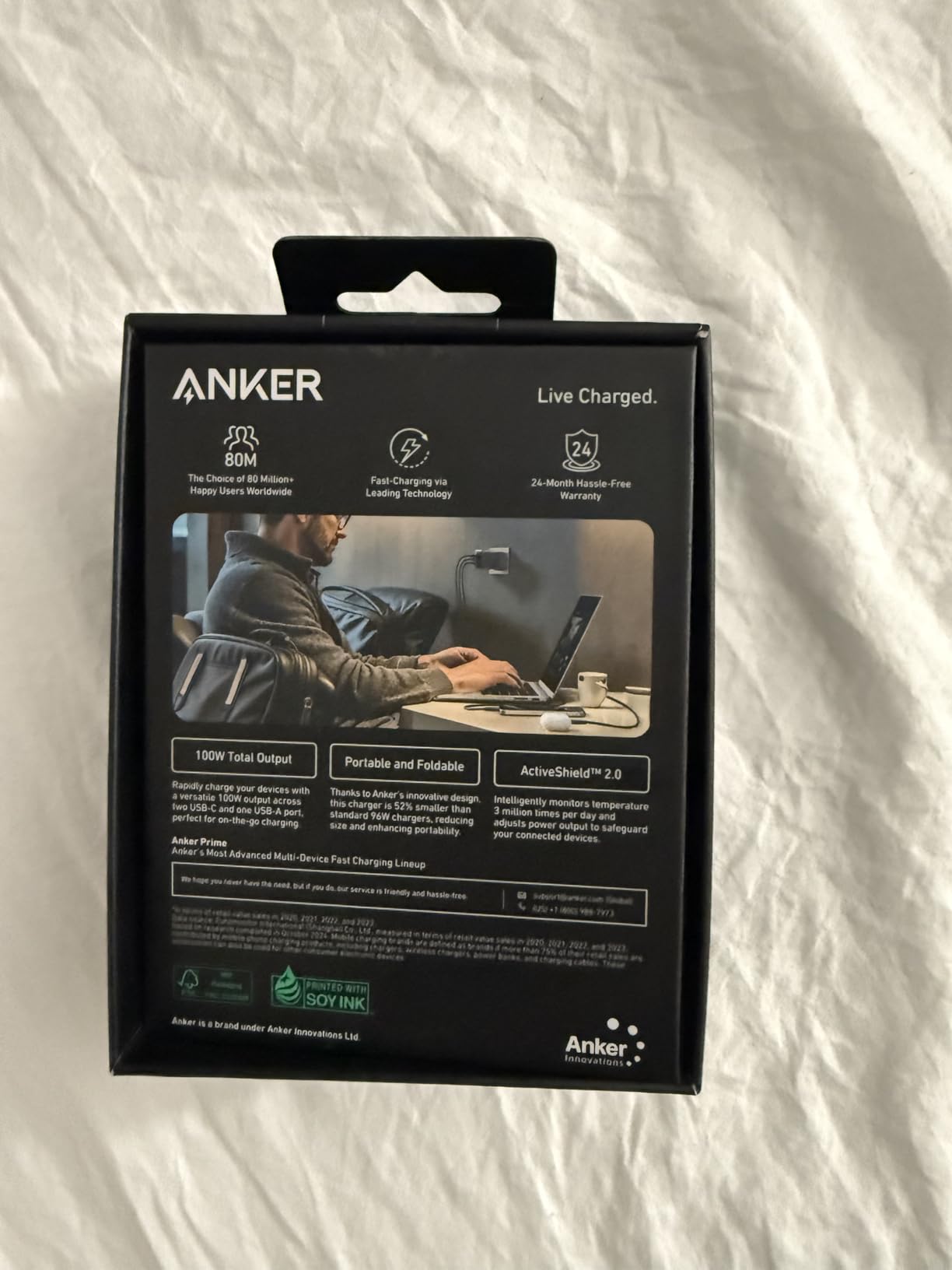Anker Prime Charger, 100W 3-Port GaN USB C Charger Block, Foldable and Compact for MacBook, iPad, iPhone 17 Series, Galaxy S24/S23, and More - Customer Photo 5