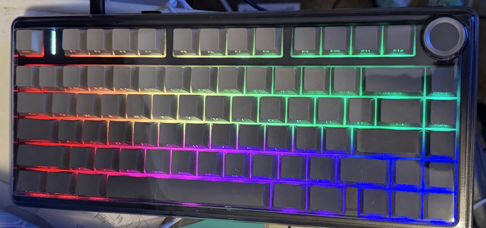 AULA F75 Pro Wireless Mechanical Keyboard, 75% Hot Swappable Custom Keyboard with Knob, RGB Backlit, Pre-lubed Reaper Switches, Side Printed PBT Keycaps, 2.4GHz/USB-C/BT5.0 Mechanical Gaming Keyboards customer photo 1