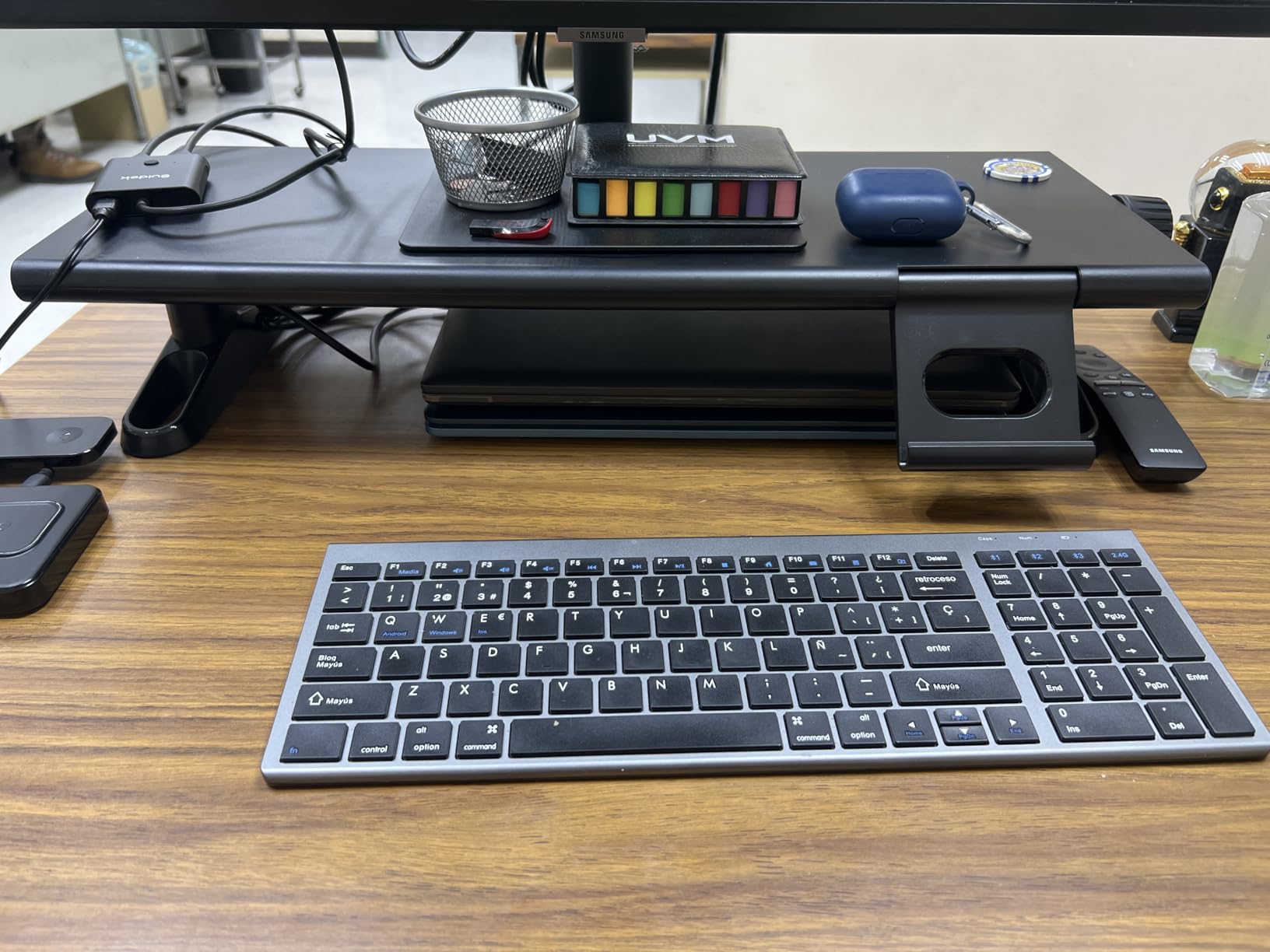 Monitor Stand Riser for Desk,360°Rotation Freely Height Adjustable by Knob,4.4-5.8 Inches,Ergonomic Monitor Stand Mount, Desktop Monitor Stand Riser for Computer,Laptop,Printer,Tv,Black - Customer Photo 1