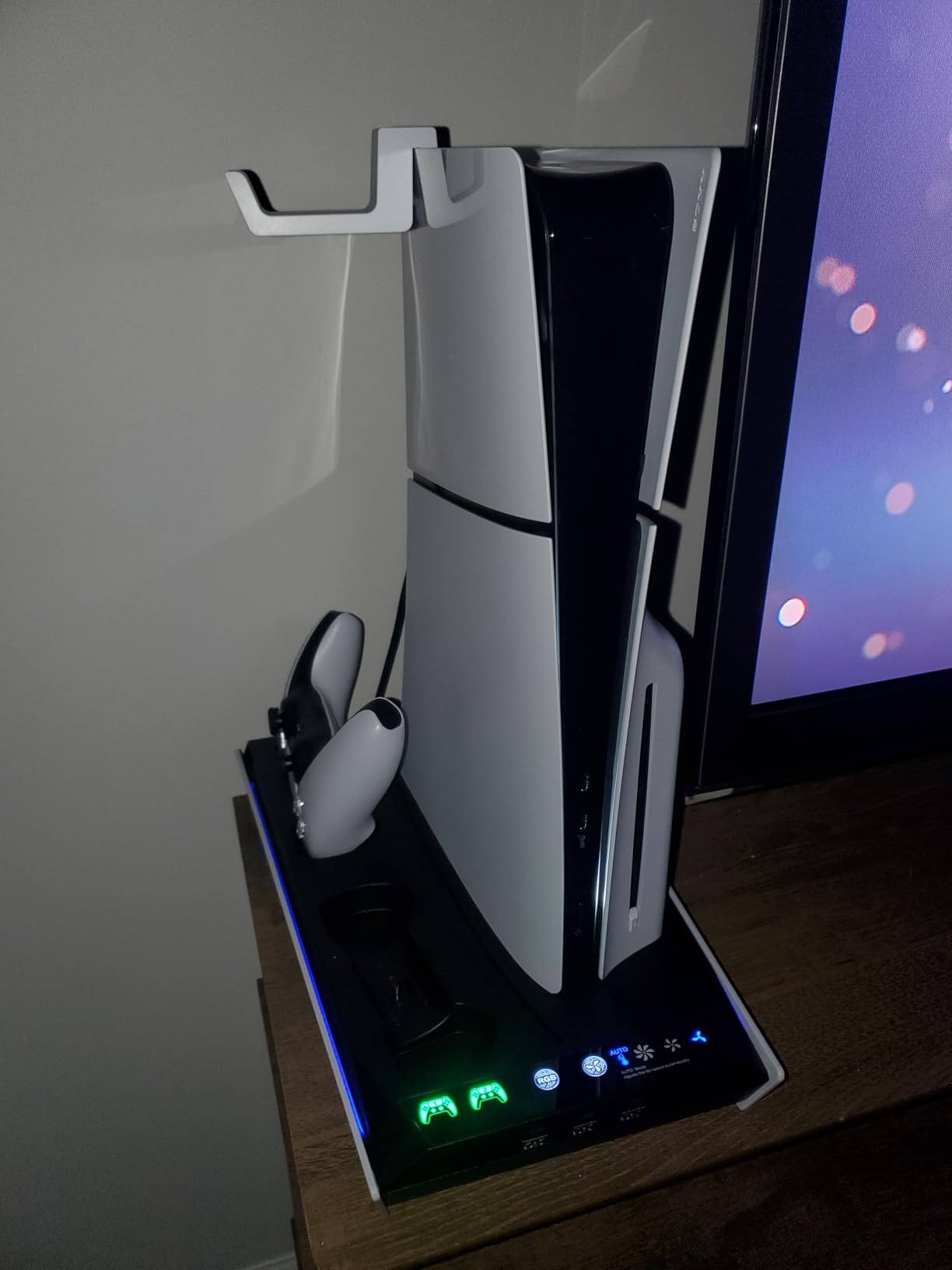 PS5/Slim/Pro Cooling Station with Auto Turbofan & 3-Level Speed, PS5 Vertical Stand Cooling Fan Station with Controller Charger, PS5 Accessories Base Cooler Docking Station for Sony PSP Console - Customer Photo 2
