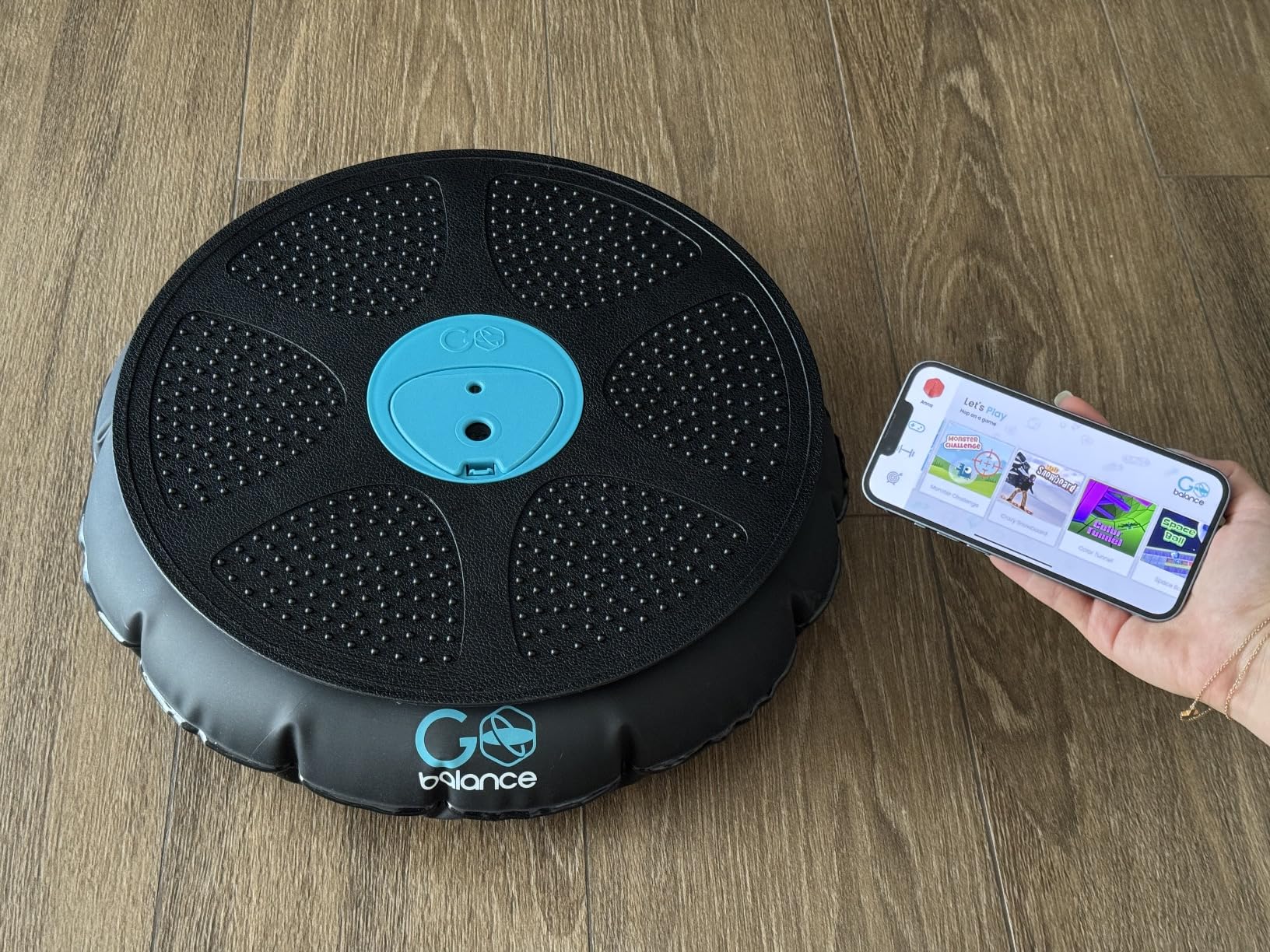 GoBalance Board - App-Enabled Balance Board. Smart Bluetooth Sensor, 12 FREE Interactive Games - Fun, Balance Training and Home Gym Workout! Boost Coordination & Strength for Teens and Adults - Customer Photo 2