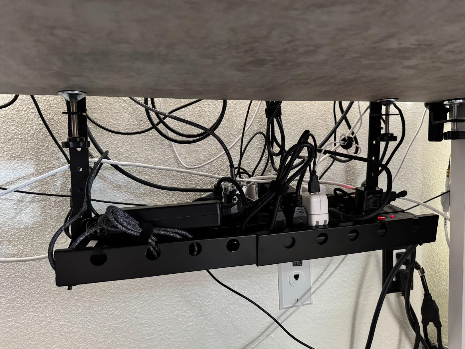 Liquid Stands Extendable Under Desk Cable Management Tray - 22.5' Metal Wire Cable Organizer Under Desk - Cord Management with Clamp Aluminum Wire Tray Power Strip Cord Holder for Piano Stand - Customer Photo 1