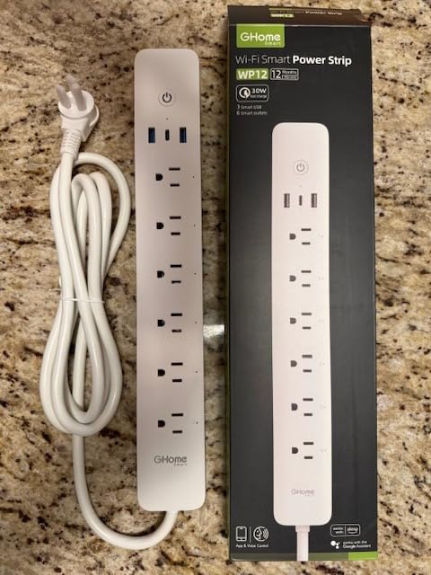 GHome Smart Plug Power Strip, 3 USB (30W Fast Charging) and 6 Individually Controlled Outlets, WiFi Surge Protector Works with Alexa & Google Home, Energy Monitor, 7.18 ft Mountable Flat Plug, 2A1C - Customer Photo 1