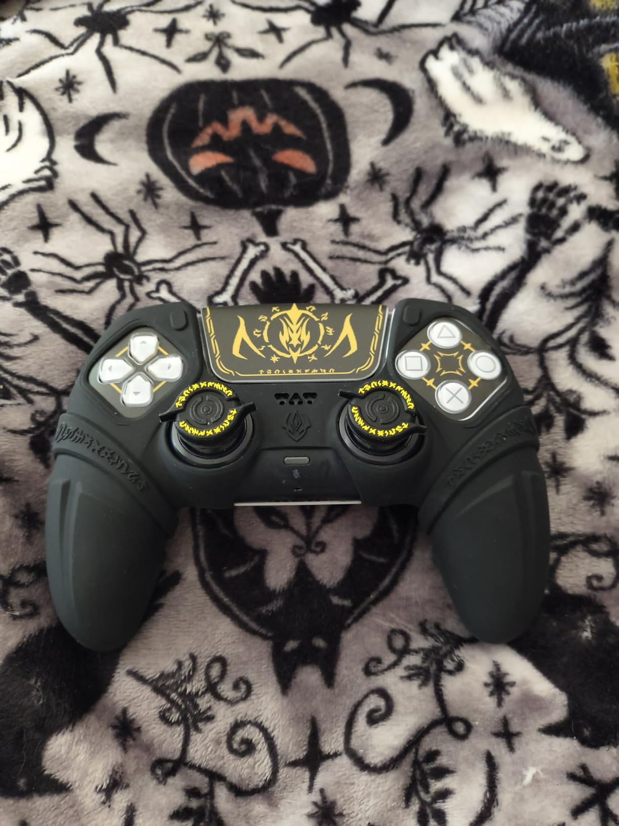 PlayVital Runes Edition Silicone Cover Skin for ps5 Controller with Thumb Grips & Touchpad Skin & D-pad Area Sticker, Anti-slip Controller Grip Cover Compatible with ps5 Charging Dock- Black - Customer Photo 1