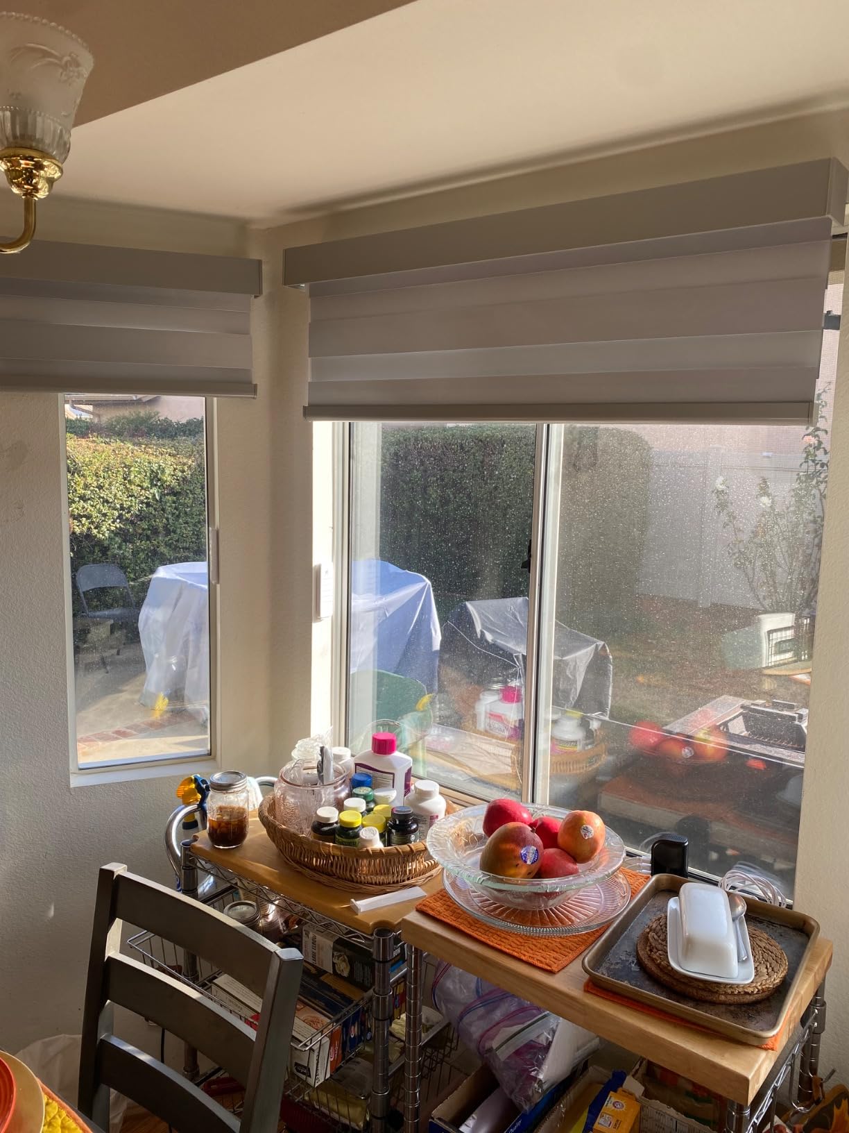 Motorized Zebra Blinds with Remote, Smart Dual Layer Shades Compatible with Alexa, Automatic Light Filtering Smart Horizontal Blinds for Indoor Windows, Custom Size (95% Shading Luxury Black) - Customer Photo 1