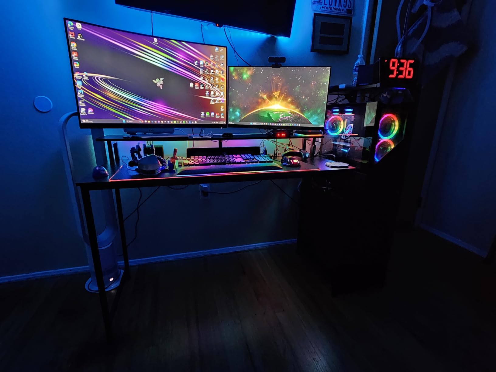 AODK 59 Inch Gaming Desk with USB Charging Ports & LED Light- Reversible Computer Desk with Storage Shelves & Monitor Stand, Modern Gamer Desk Table with Fabric Drawers & Side Hook, Carbon Fiber Black Customer Review AODK 59 Inch Gaming Desk with USB Charging Ports & LED Light- Reversible Computer Desk with Storage Shelves & Monitor Stand, Modern Gamer Desk Table with Fabric Drawers & Side Hook, Carbon Fiber Black - Customer Photo 1