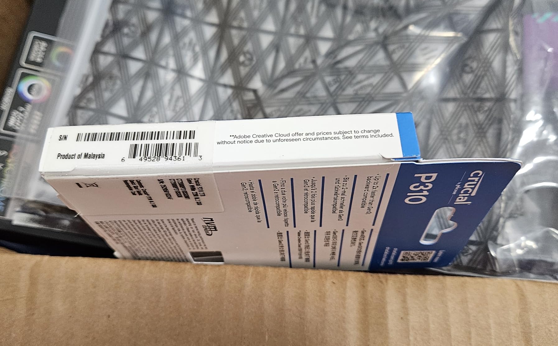 Crucial P310 1TB SSD, PCIe Gen4 NVMe M.2 2280, Up to 7,100MB/s, for Laptop, Desktop (PC), & Handheld Gaming Consoles, Includes Acronis Data Recovery Software, Solid State Drive - CT1000P310SSD801 customer photo 2