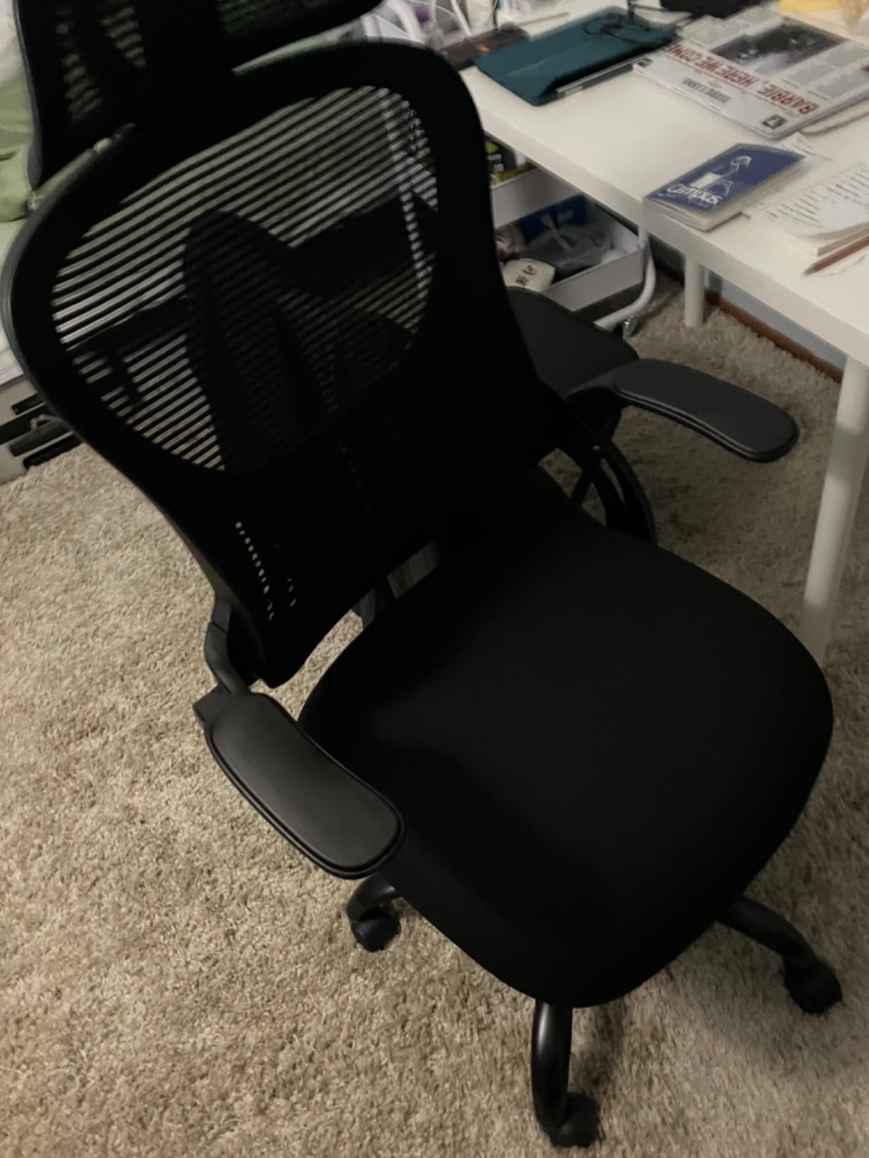 Mesh Ergonomic Swivel Home Office Chair Computer Desk Chairs with Wheels for Home Office, Study & Gaming Room, Adjustable Lumber Support, Headrest, Comfy High-Back Gaming Chair for Adult, Grey - Customer Photo 2
