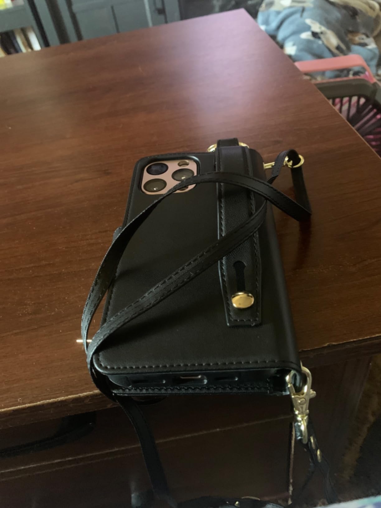 Vofolen for iPhone 16 Pro Max Case with Card Holder Crossbody Strap Leather Flip Case with Magnetic Clasp Kickstand Zipper Pocket Metal Ring Heavy Duty Protective Wallet Phone Case for Women, Purple - Customer Photo 1