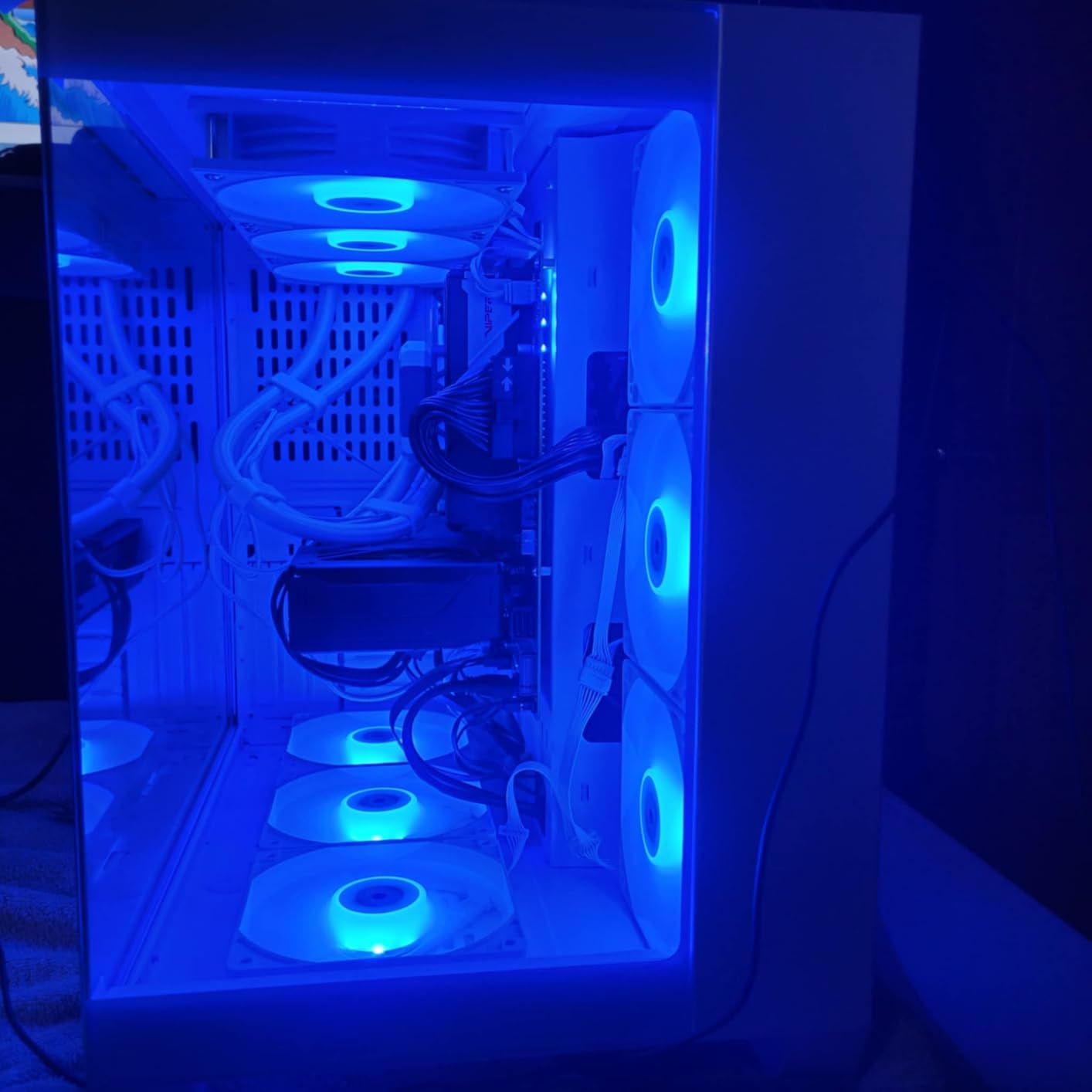 F600 PC Case - Pre-Installed 7 PWM ARGB Fan, ATX Mid-Tower Gaming PC Case, 270° Panoramic Glass with Type-C, FOIFKIN (White, F600) - Customer Photo 1