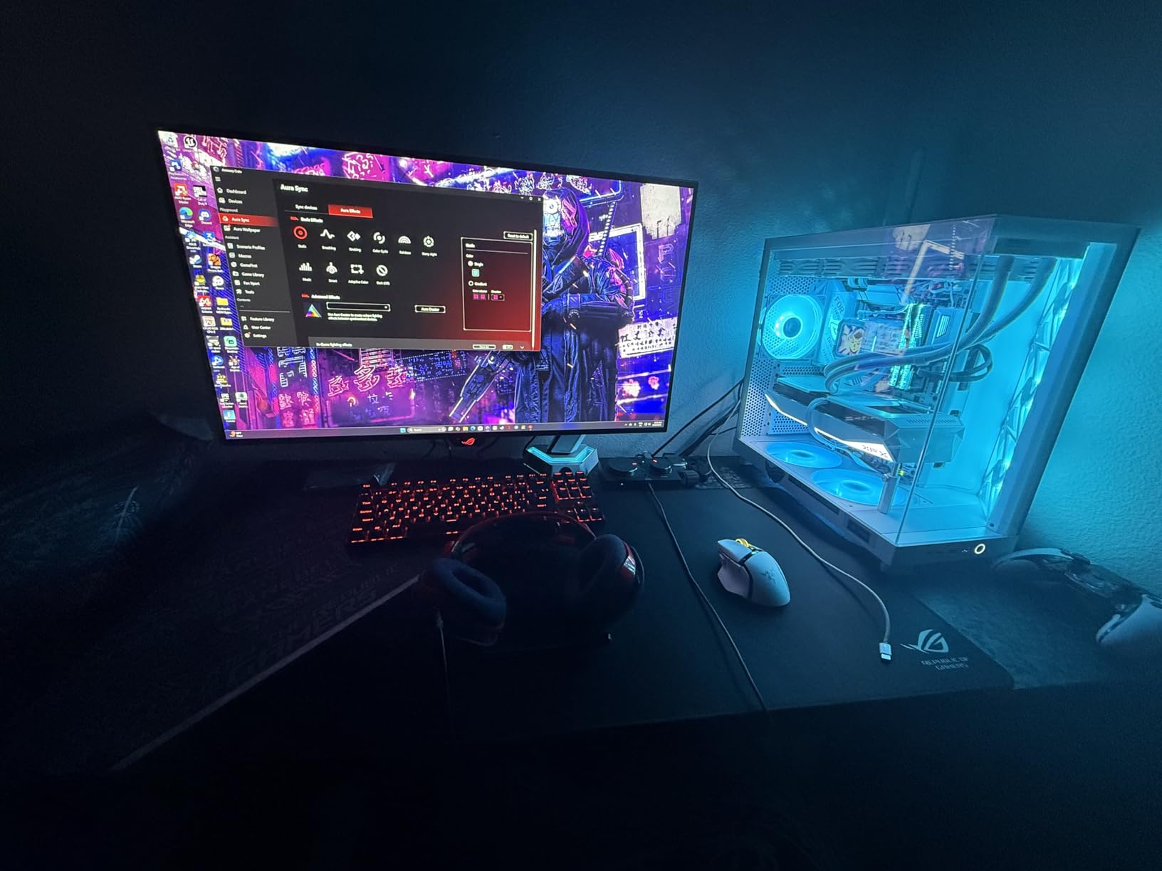 ARES WING RGB Single Monitor Arm Desk Mount for 17-45 inches Flat and Curved Monitors, Holds 35.2 lbs Heavy Duty, Adjustable Ultrawide Monitor Arm with Clamp & Grommet Base, 75/100 VESA Mount, White - Customer Photo 1