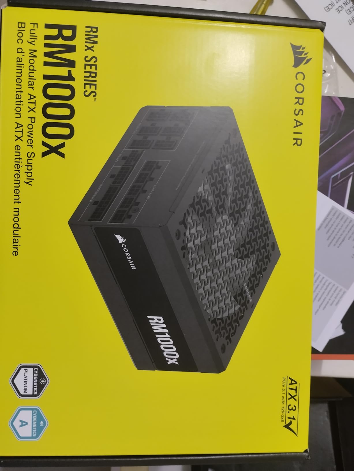 CORSAIR RM1000x Fully Modular Low-Noise ATX Power Supply – ATX 3.1 Compliant – PCIe 5.1 Support – Cybenetics Gold Efficiency – Native 12V-2x6 Connector – Black - Customer Photo 5