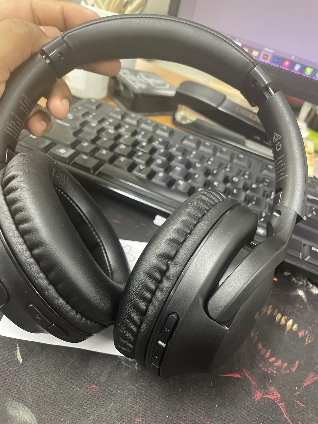 Bluetooth Headphones Over Ear 80H Playtime, Wireless Headphones Over Ear with 3 EQ Modes, Built-in ENC Mic, Deep Bass, HiFi Stereo Foldable 5.4 Bluetooth Headset for Phone PC Travel Gym Workout - Customer Photo 1