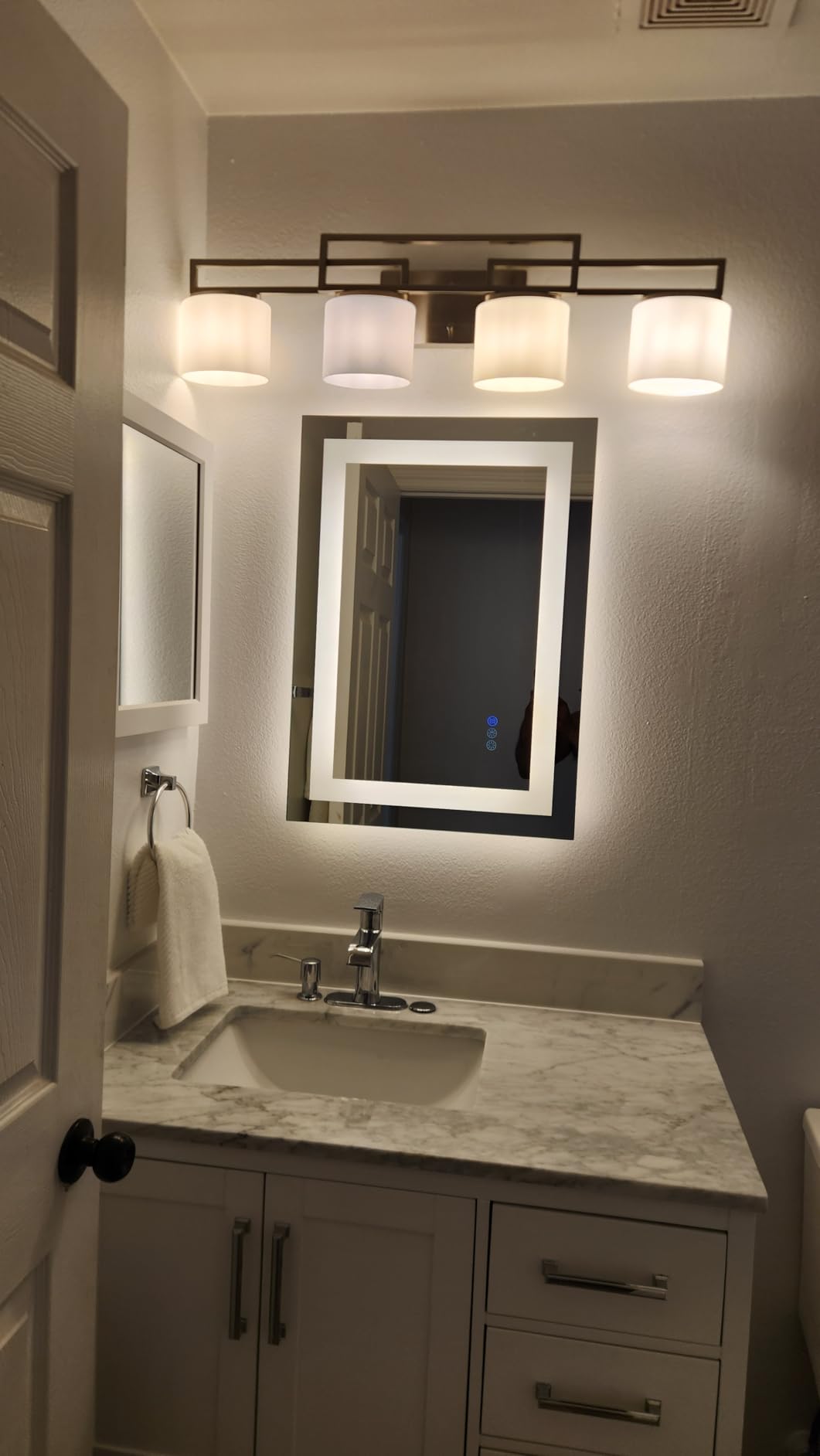 40X32 LED Bathroom Mirror with Lights, Anti-Fog, Dimmable, Backlit + Front Lit, Smart Bathroom Vanity Mirror, Memory Function, Shatterproof, Tempered Glass (Horizontal/Vertical) - Customer Photo 2