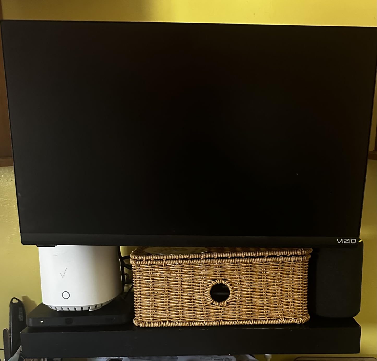 Rattan Cable Management Box Handwoven Cord Organizer Box, 4 Open Slots Cords Hider Box Under Desk Cable Management Suitable for TV Cables Computers Routers Power Cords to Hide and Organize - Customer Photo 1