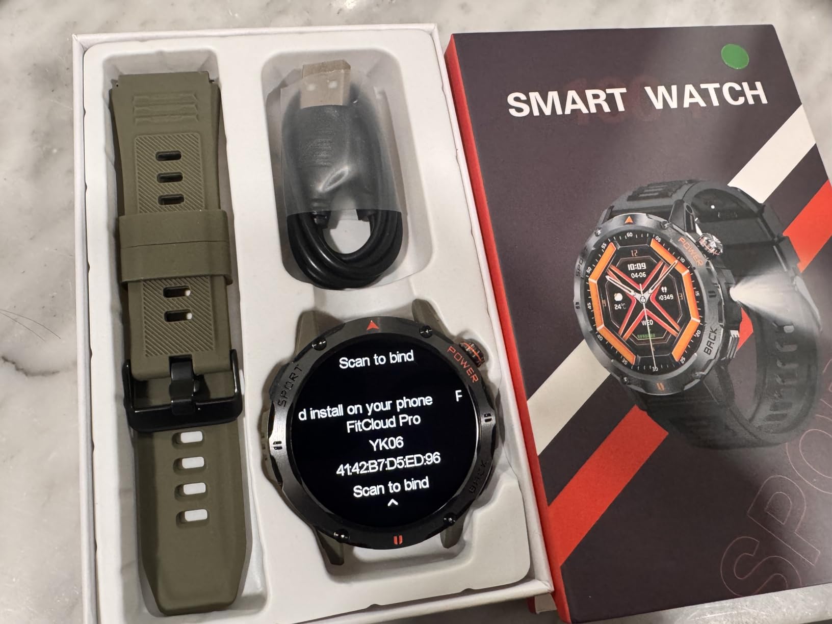 FATONIO Military Smart Watch with Flash Light for Men (Answer/Make Call), Fitness Smart Watch for Android and iPhone Waterproof Smartwatch with Blood Oxygen/HeartRate/Sleep/100+ Sport Modes (Green) - Customer Photo 1