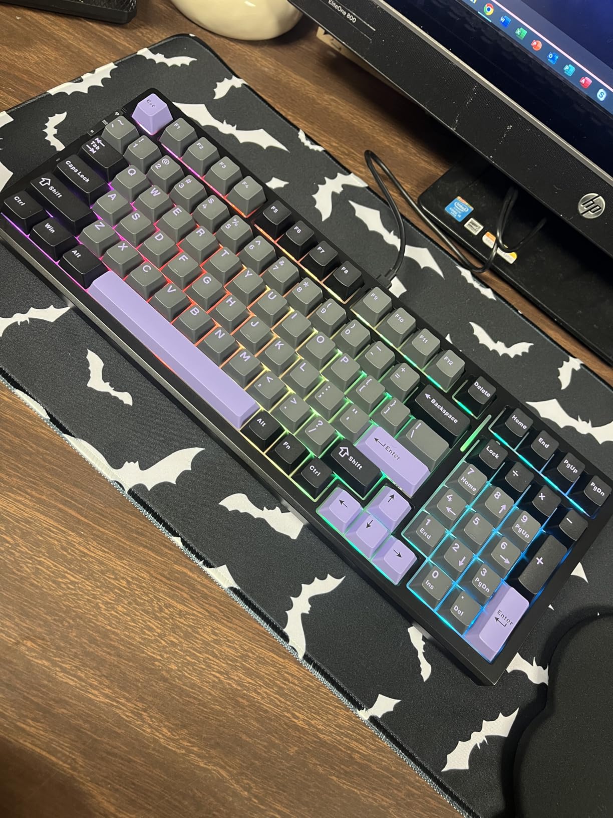 MCHOSE G98 PRO Wireless Mechanical Keyboard, Tri-Mode Connection Gaming Keyboard, Hot Swappable Custom Gasket Structure, Pre-lubed Linear Switches, Double Shot PBT Keycaps RGB LED Backlit Purple&Black - Customer Photo 2