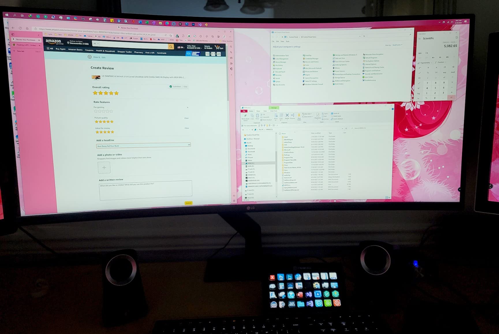 LG 34WR55QK-B 34-inch UltraWide WQHD (3440 x 1440) Curved Computer Monitor, 100Hz, 5ms, HDR10, Reader Mode, HDMI, DisplayPort, USB Type-C, Tilt/Height Adjustable Stand, Black customer photo 1