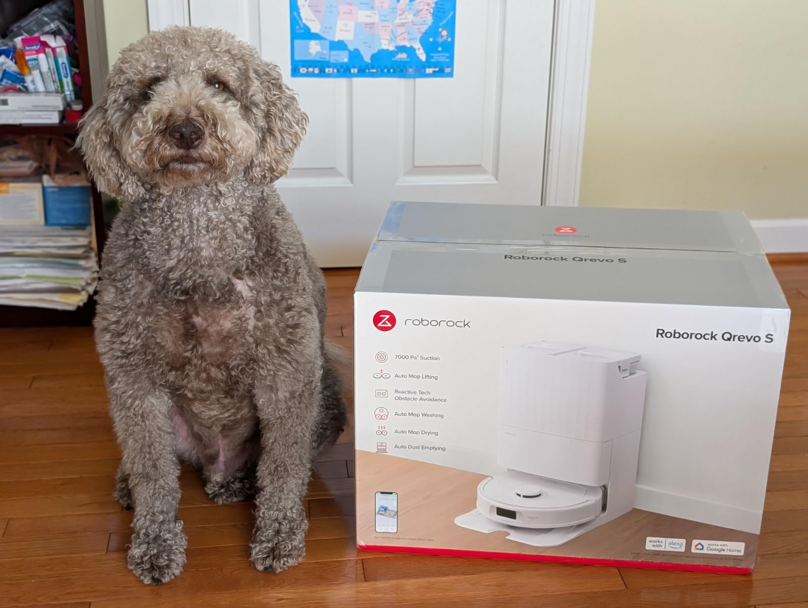 roborock Qrevo Series Robot Vacuum and Mop, 8000Pa Suction, Upgraded from Qrevo S, Anti-Tangle Brush, Smart Obstacle Avoidance, Auto Mop Washing, All-in-One Dock, 200RPM Spinning Mops, White(QV 35A) - Customer Photo 2