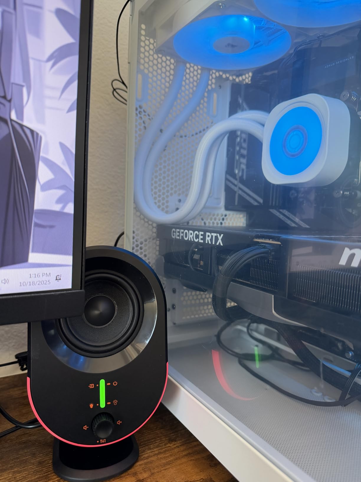 Computer Speakers, littoak Bluetooth PC Speakers, DC Powered Gaming Speaker with 3 EQ Modes, Stereo Speakers with 6 RGB Modes, Aux in, Headphone, USB port Speaker for Laptop/Desktop/TV, 2*15W, 2.0 CH - Customer Photo 1