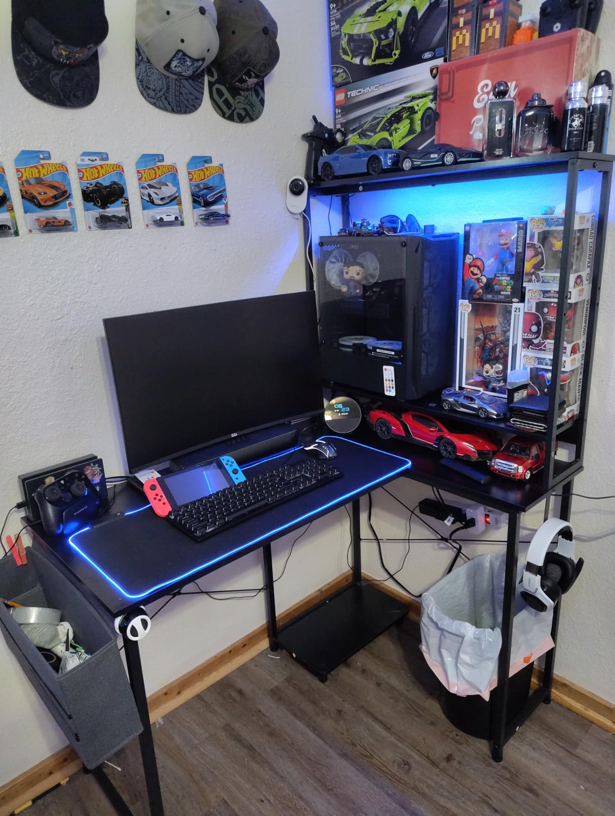 Casaottima Gaming Desk with Power Outlets & LED Lights, 43 Inch Reversible L Shaped Computer Desk with Shelves & Storage Bag, Corner Desk for Home Office, Black - Customer Photo 3