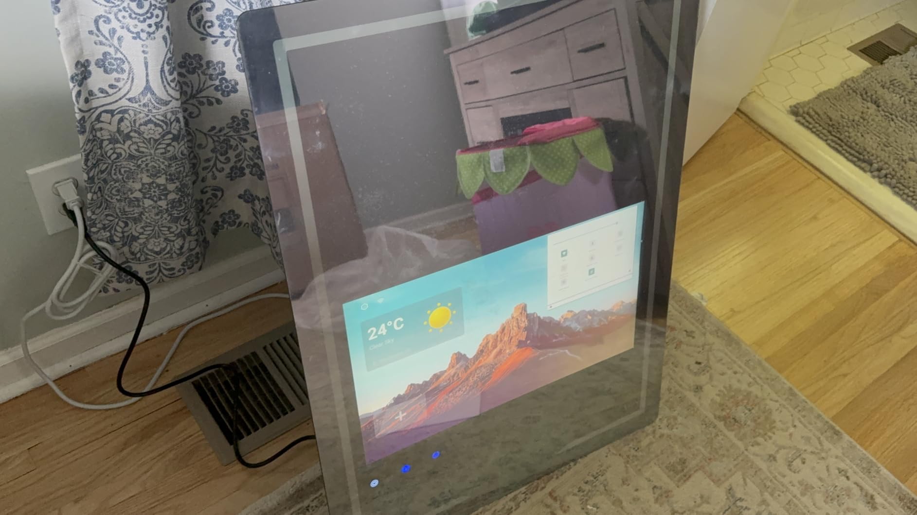 24x32'' Bathroom Vanity Mirror with 21.5'' Touch-Screen Smart TV, Streaming APP, Waterproof Defogging TV Mirror with 3 Color LED Light WiFi Bluetooth HDMI for Bathroom Hotel Hair Salon (2025) - Customer Photo 1